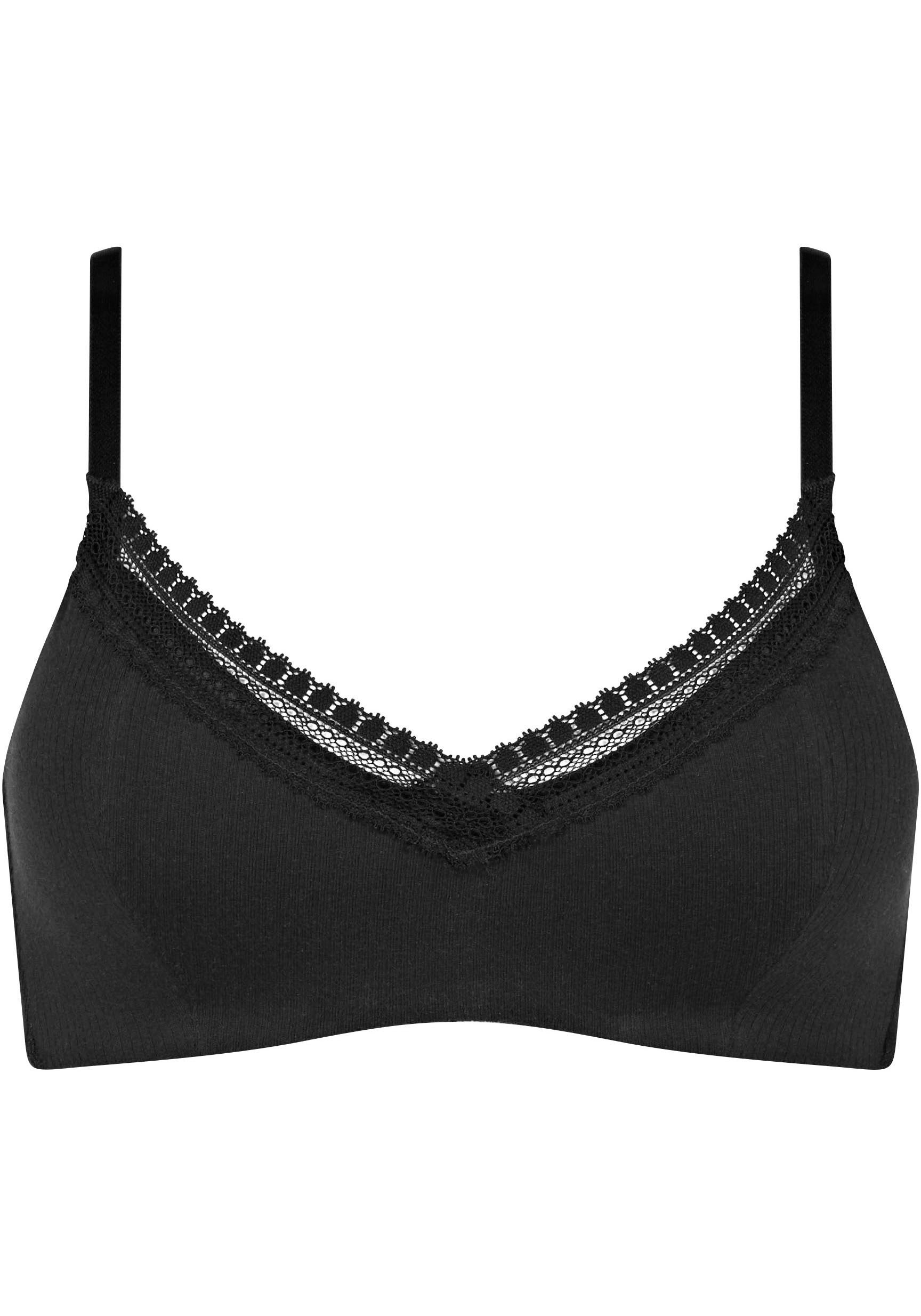 Sloggi Beugelloze-bh GO Ribbed R P zachte ribstof met kantafwerking (set 1-delig)
