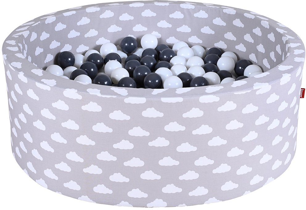 Knorrtoys® Ballenbak Soft, Grey white clouds met 300 ballen grijs/crème, made in europe