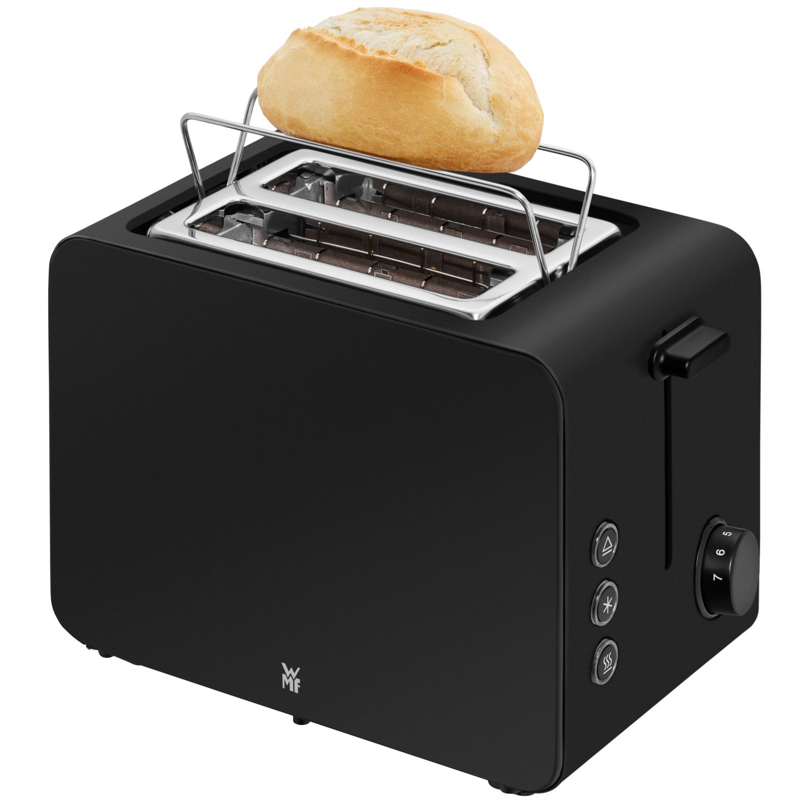 WMF Toaster Stelio Edition Deep Black, 2-sneden broodrooster met broodjesopzetstuk