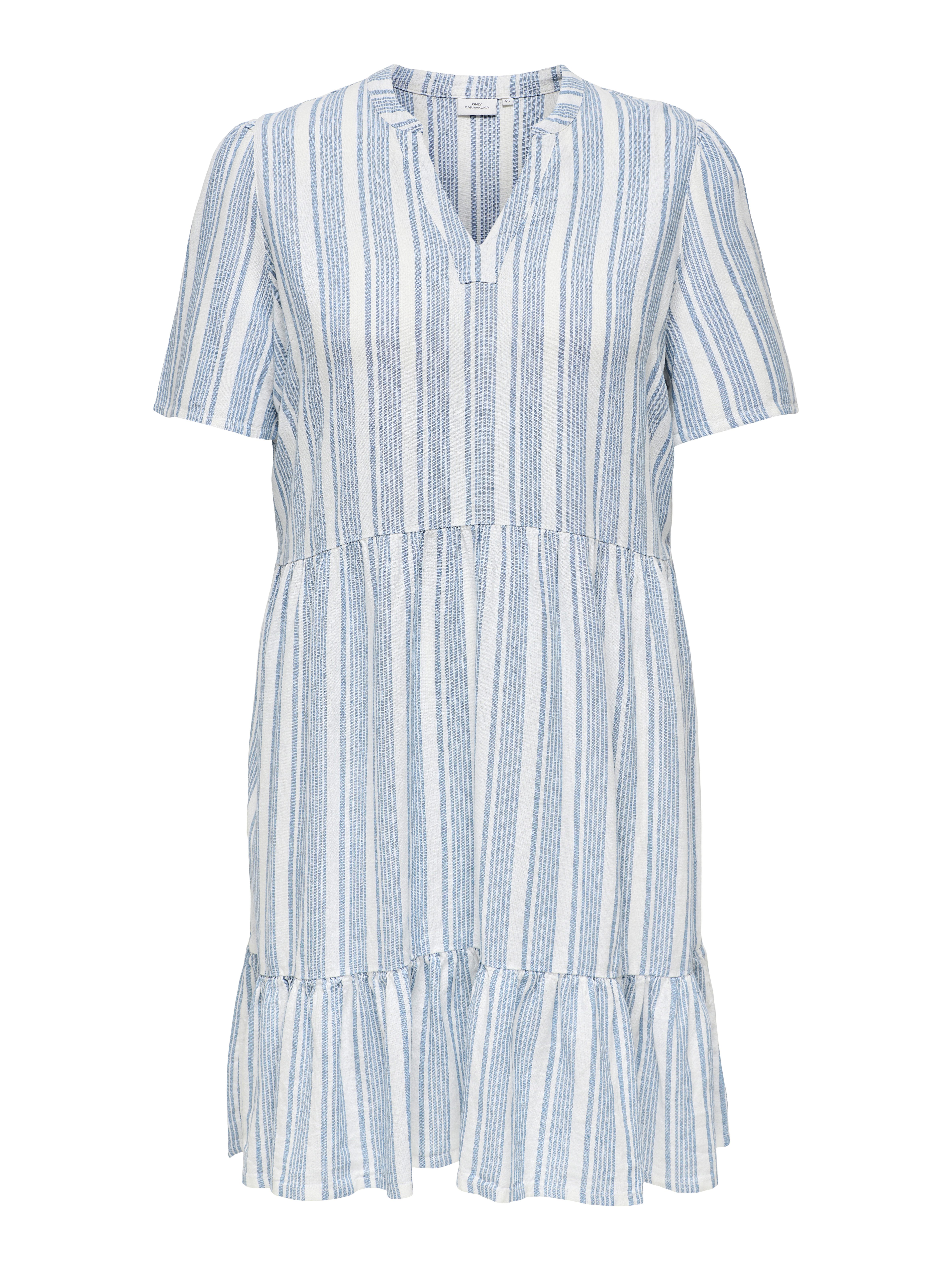 ONLY CARMAKOMA Mini-jurk CARTIRI-CARO S/S V-NECK LIN DRESS TLR