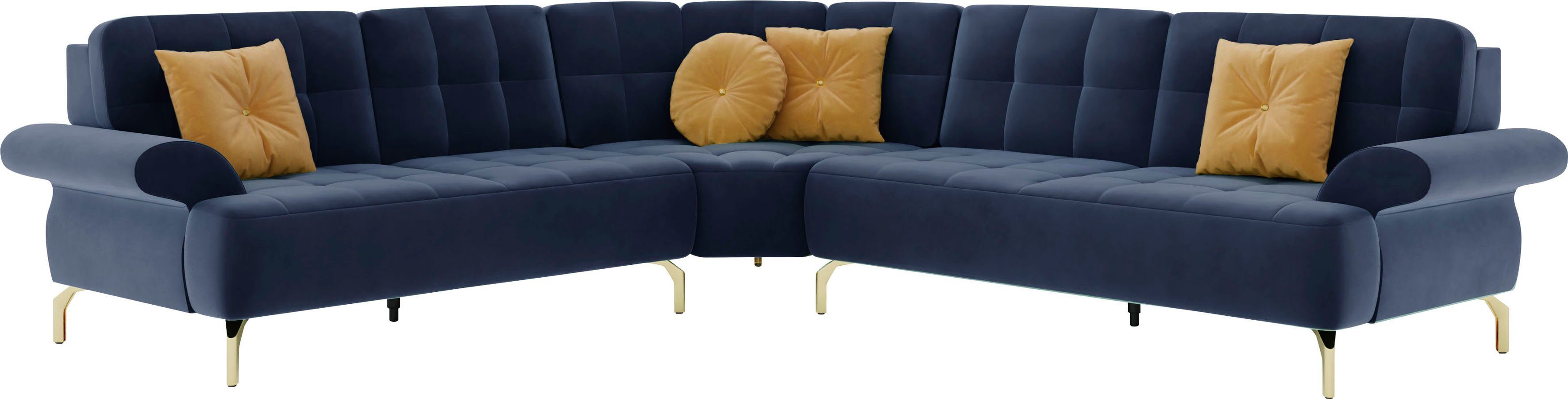 sit&more Hoekbank Orient 1 L-vorm inclusief 4 sierkussens met strassteentjes, goudkleurige metalen poten