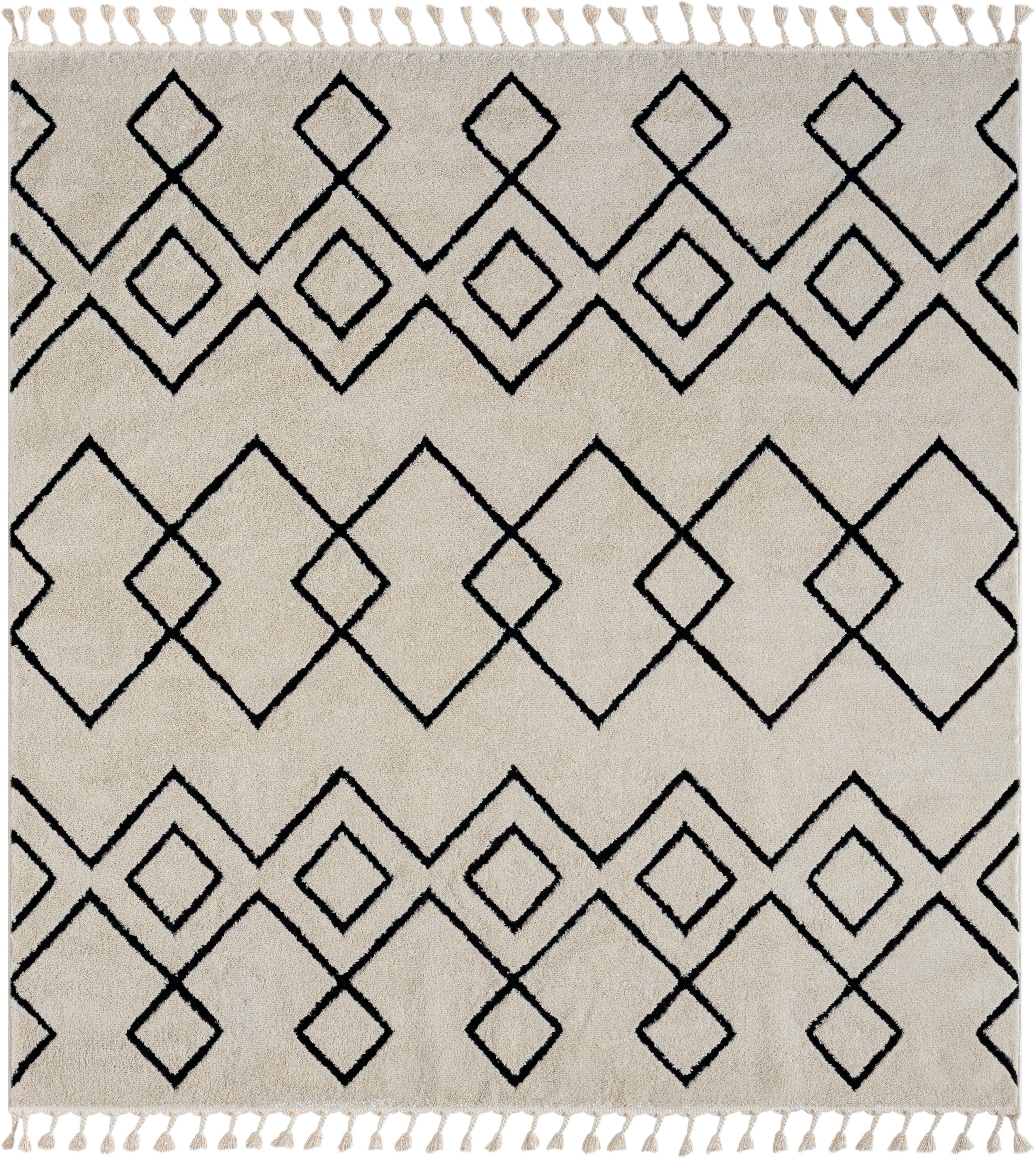 Myflair Möbel & Accessoires Hoogpolig vloerkleed Moroccan Mural modern, marokkaans ontwerp, fluffy zacht, met franjes
