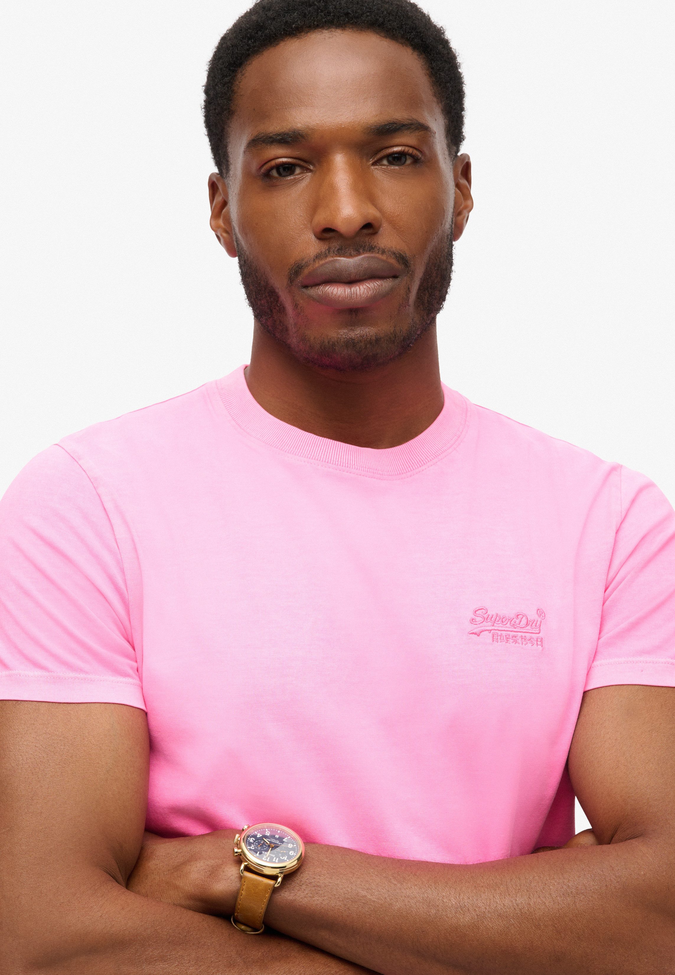 Superdry Shirt met ronde hals ESSENTIAL LOGO EMB NEON TEE