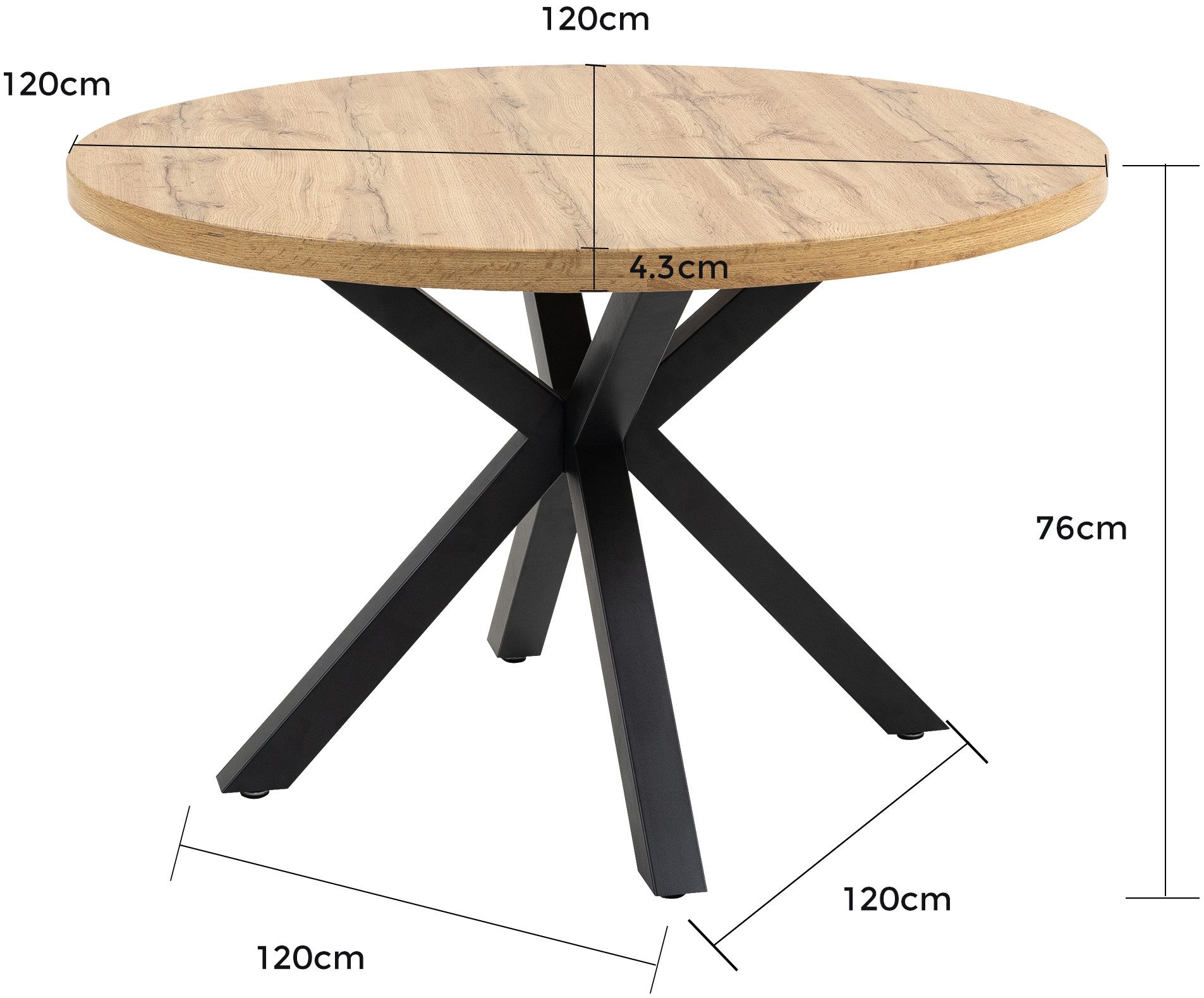 Duo Collection Eettafel Damira ronde tafel BESTSELLER Massief metalen frame, draagvermogen tot 100 kg