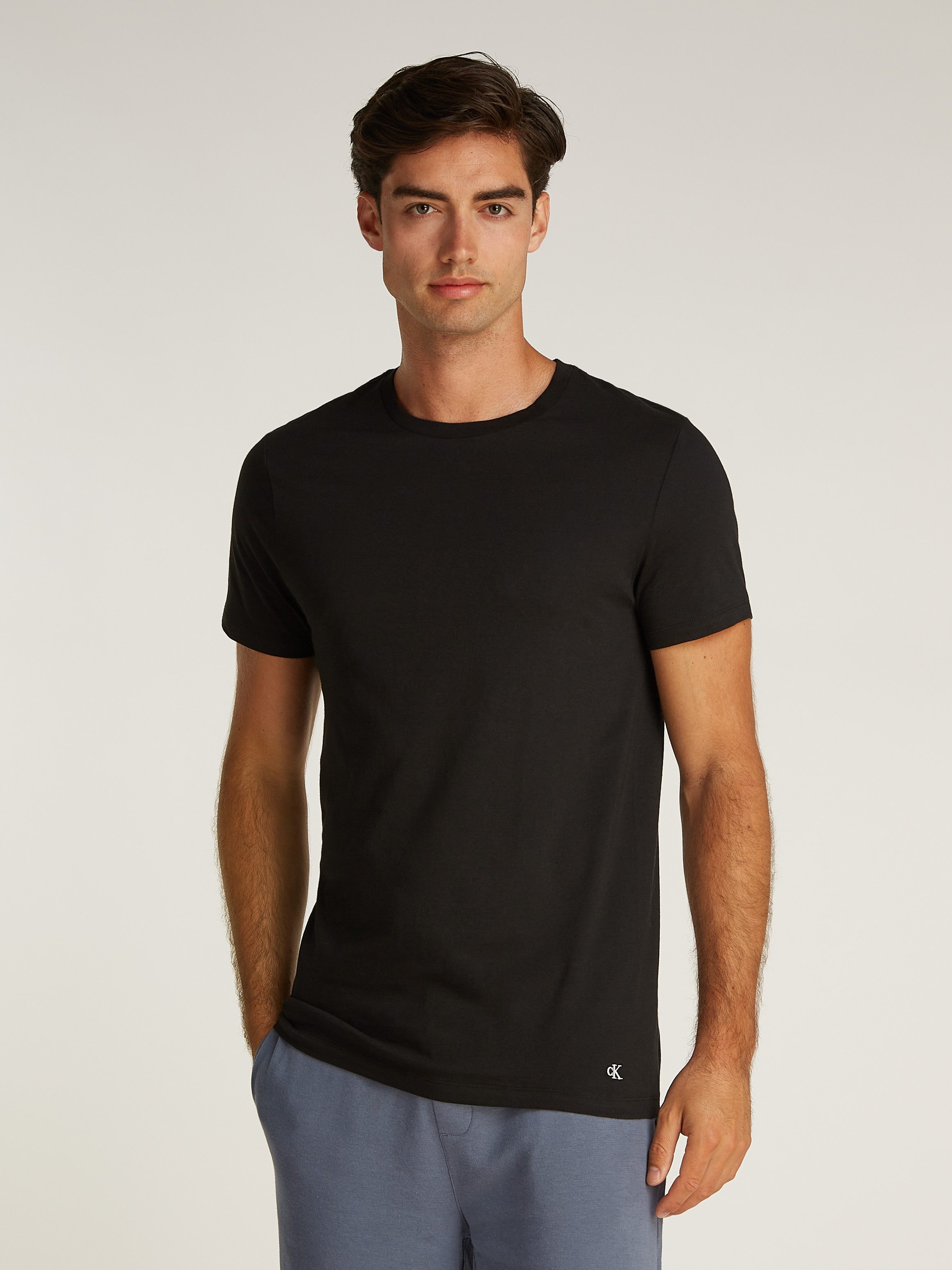 Calvin Klein T-shirt S/S CREW NECK 3PK met geborduurd logo (3-delig, Set van 3)