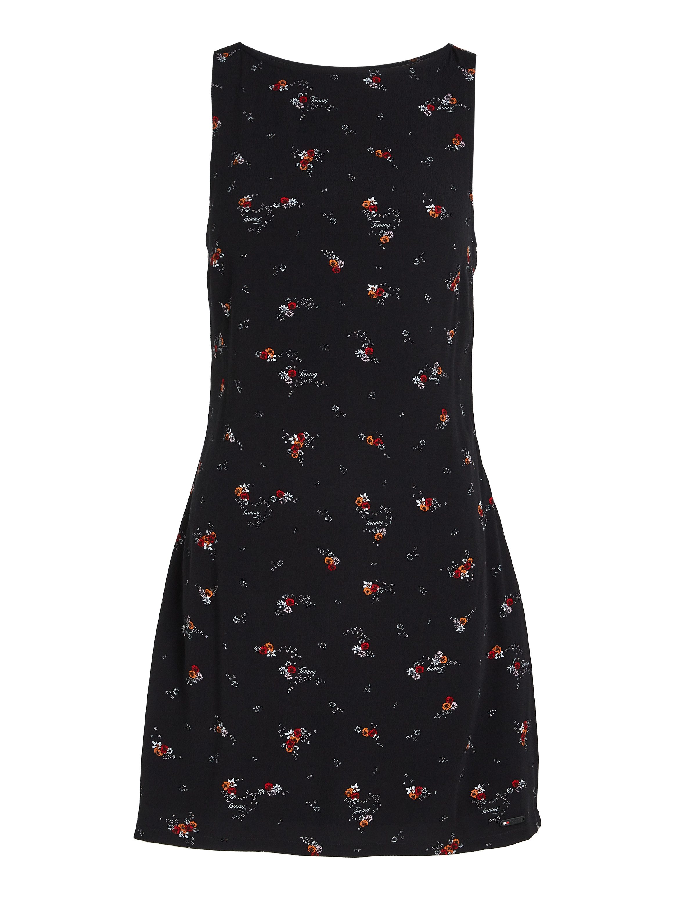 TOMMY JEANS Blousejurk TJW BLACK FLORAL RACER DRESS met bloemenprint modieuze racer vorm