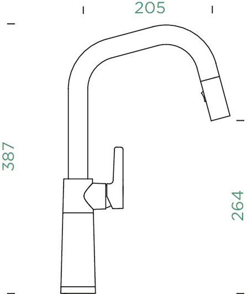 Schock Keukenkraan SC-530 SB uitschuifbaar, straal-douche, terugstroombegrenzer, draaibereik 120°