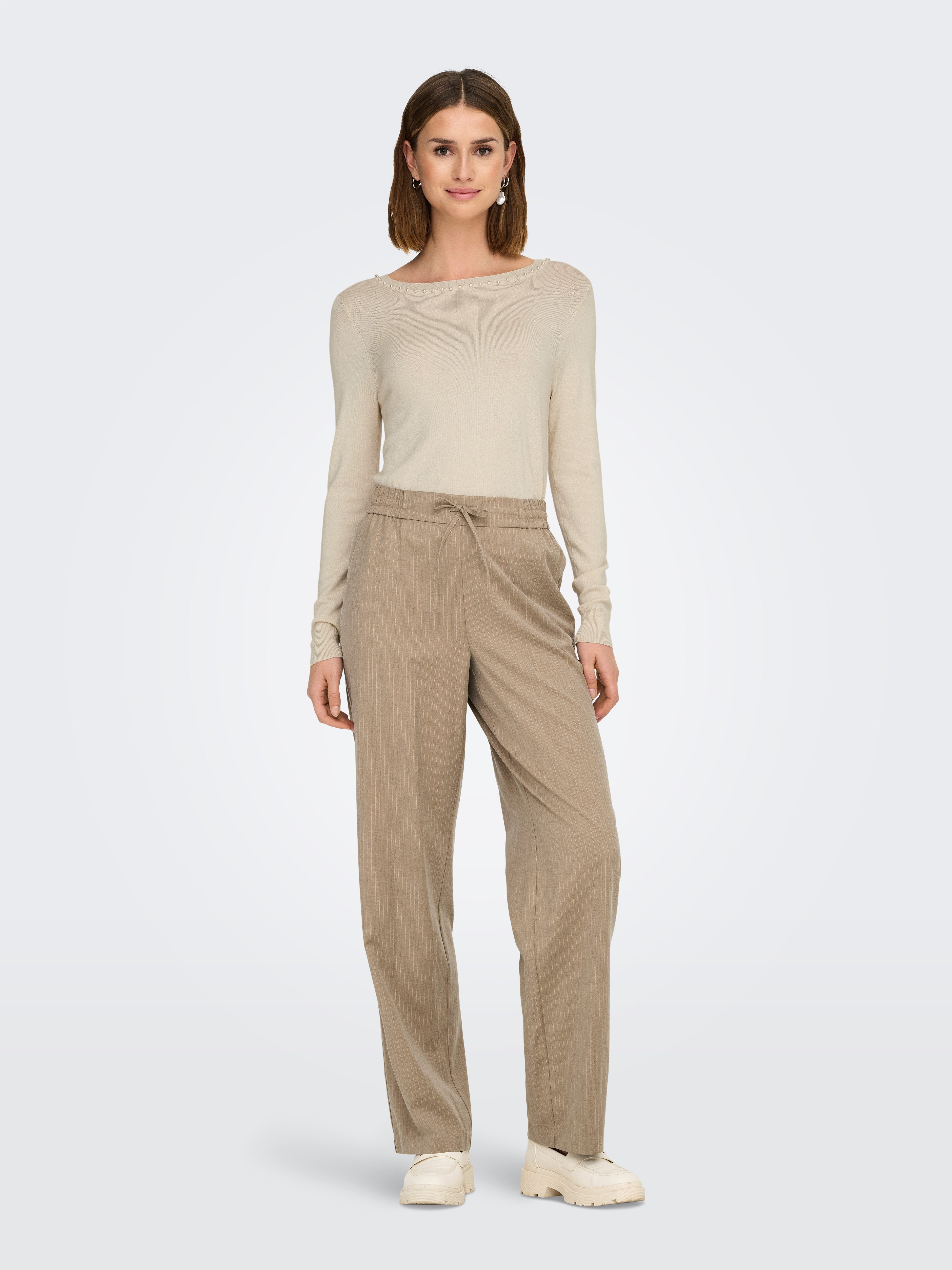 Only Gebreide trui ONLVENICE LIFE LS PEARL O-NECK CC KNT