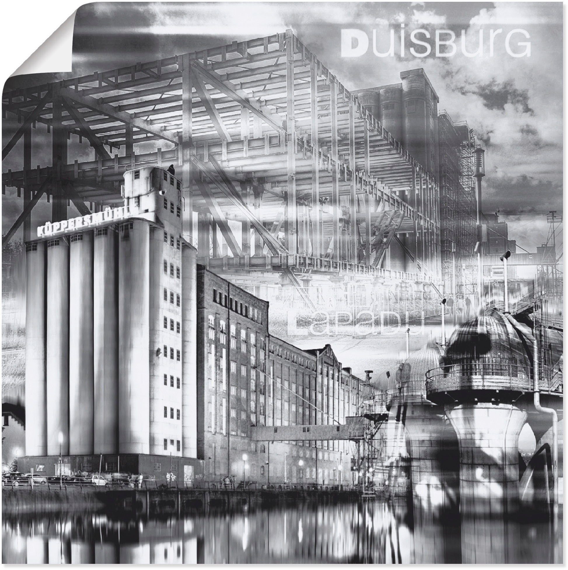 Artland Artprint Duisburg skyline collage III in vele afmetingen & productsoorten -artprint op linnen, poster, muursticker / wandfolie ook geschikt voor de badkamer (1 stuk)