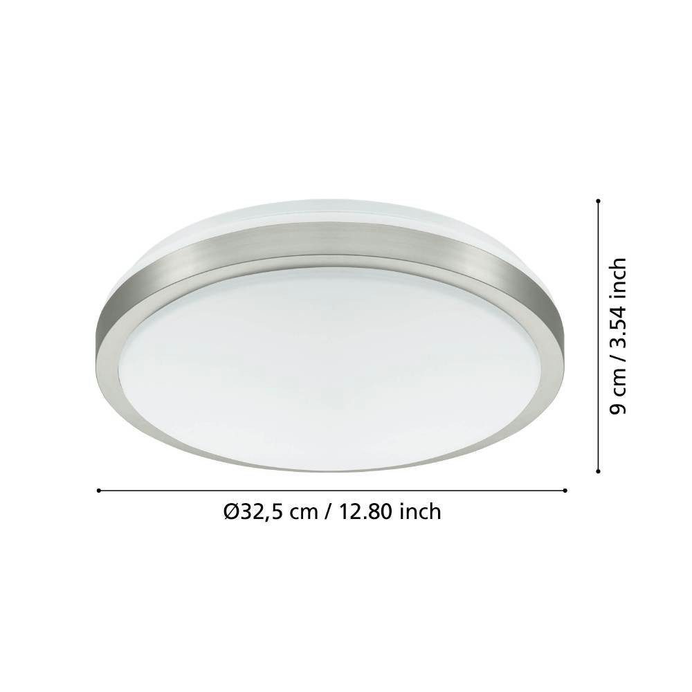 EGLO Led-plafondlamp COMPETA 1 plafondlamp, wit, nikkel-mat, rond, woonkamerlamp Plafondlamp, staal en kunststof, nikkel mat, wit, Ø: 32,5 cm (1 stuk)