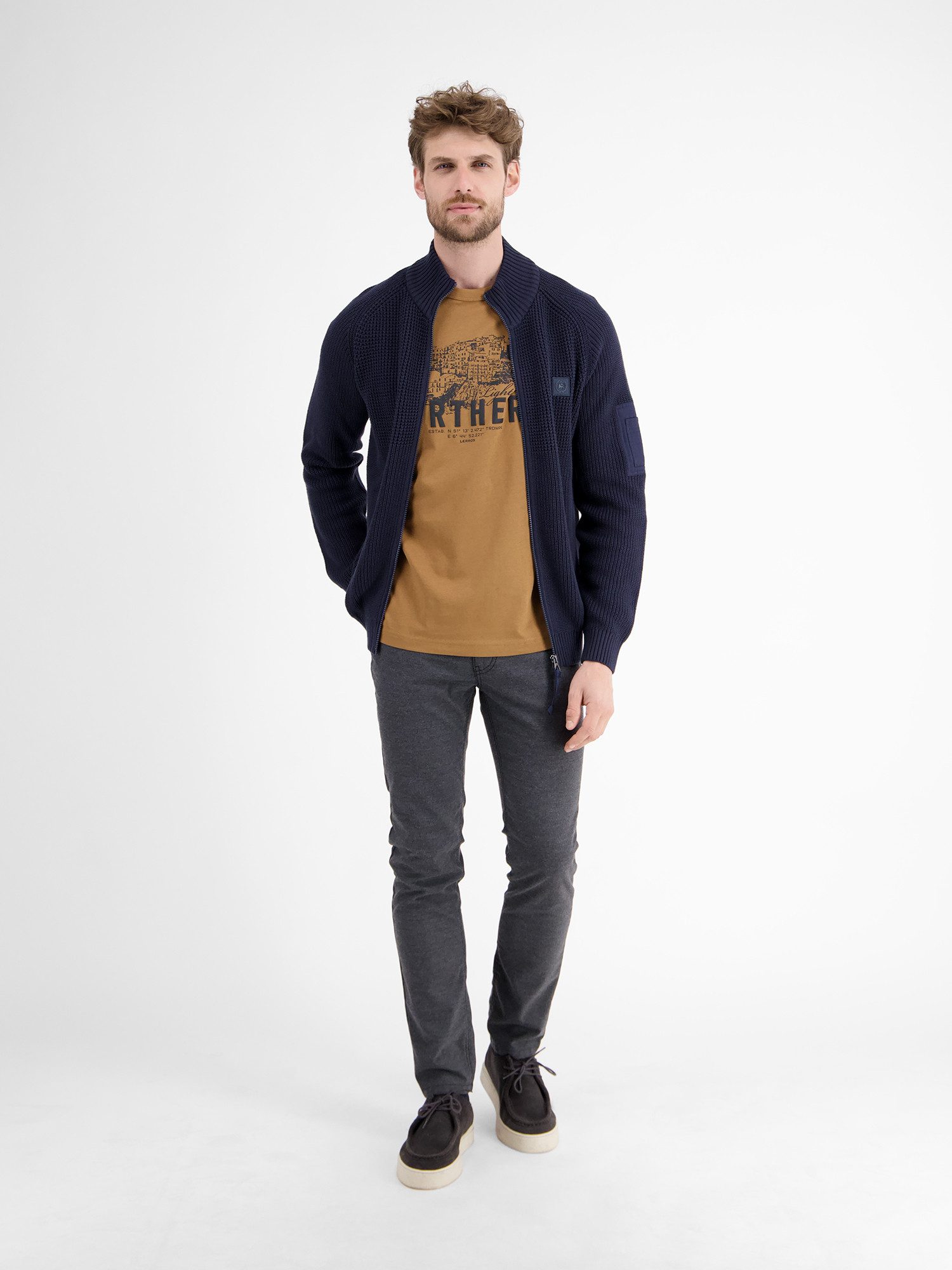 Lerros T-shirt LERROS Effen T-shirt met borstprint