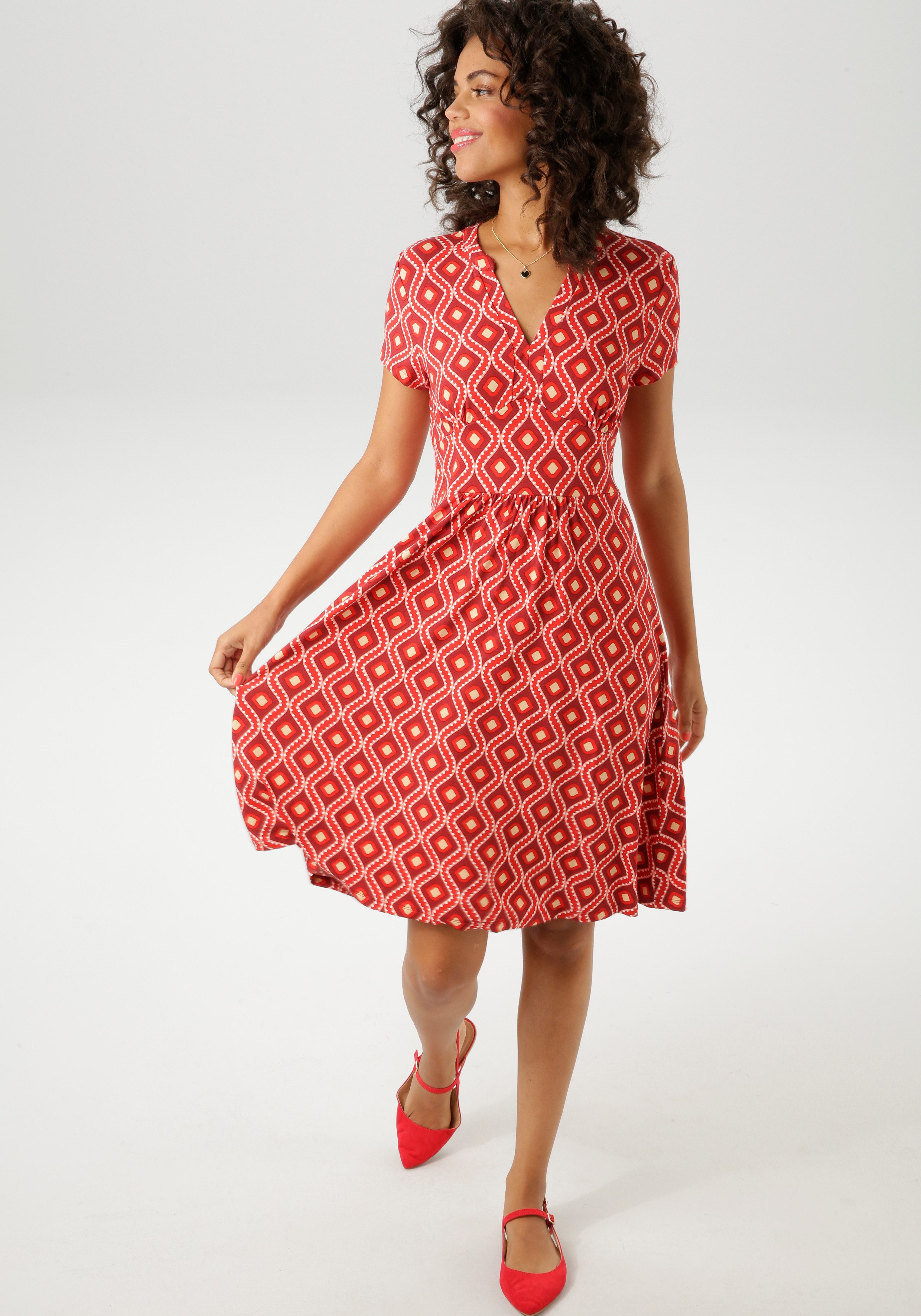 Aniston CASUAL Zomerjurk met kleurharmonieuze retro-print nieuwe collectie