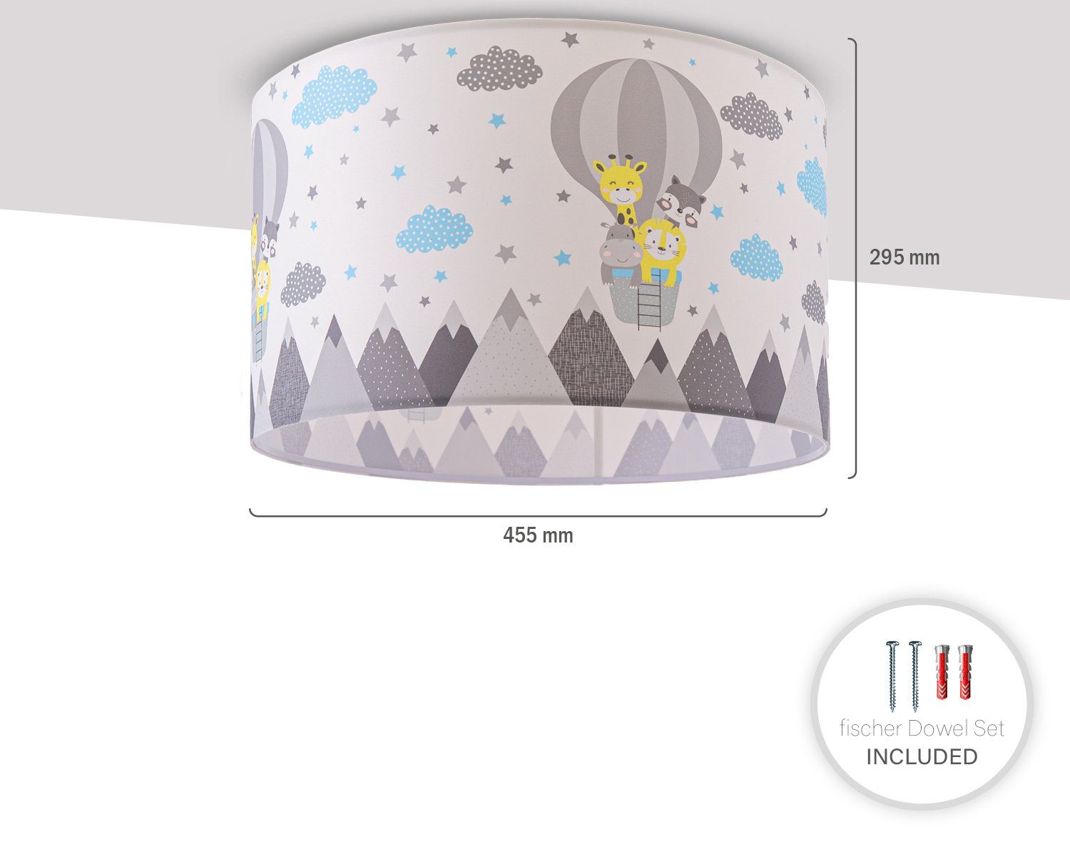 Paco Home Plafondlamp Cosmo 343 Lamp kinderkamer plafondlamp luchtballon wolken dieren zoo E27