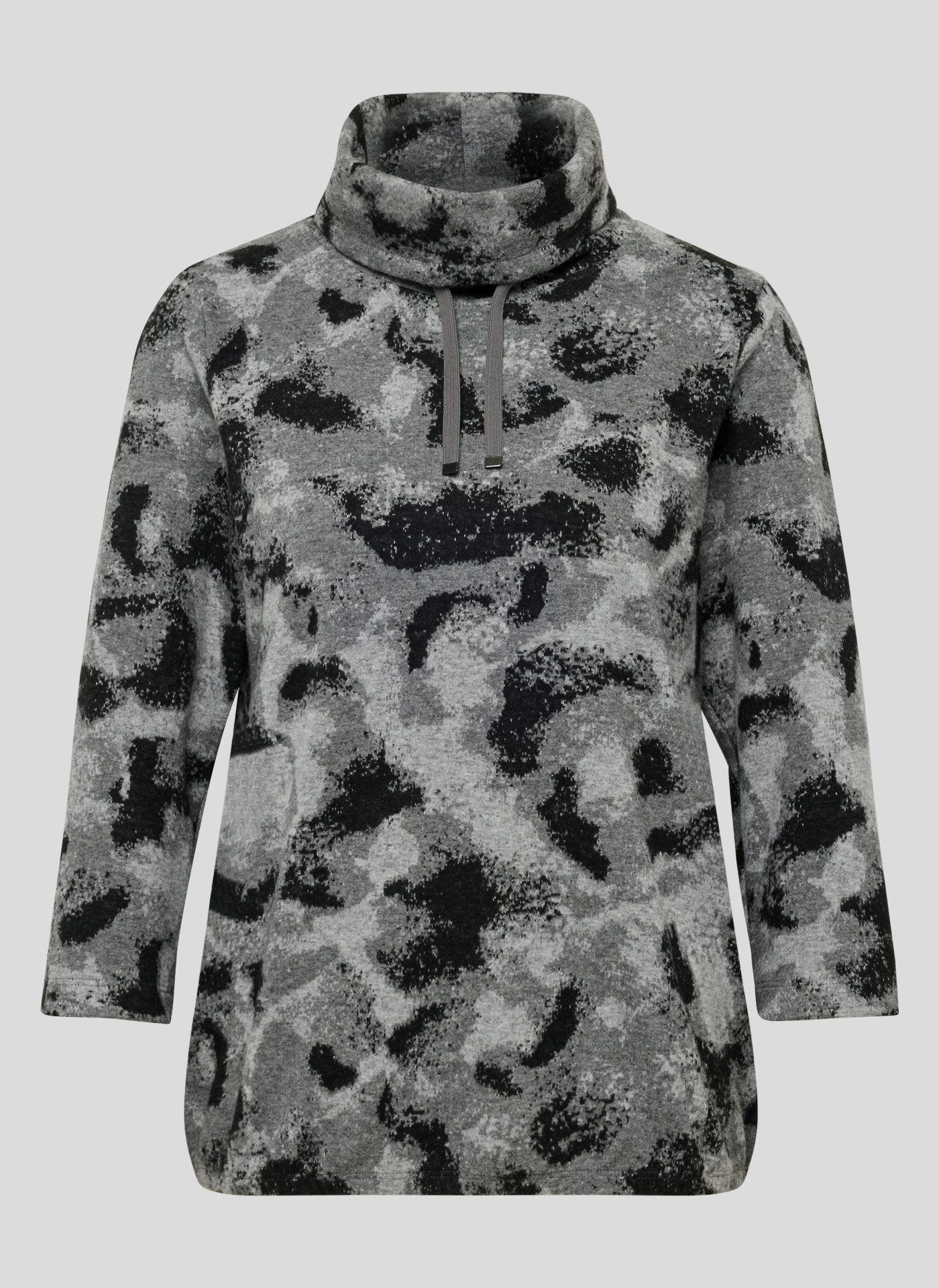 Rabe Shirt met 3/4 mouwen met koord aan de hals en grafisch patroon