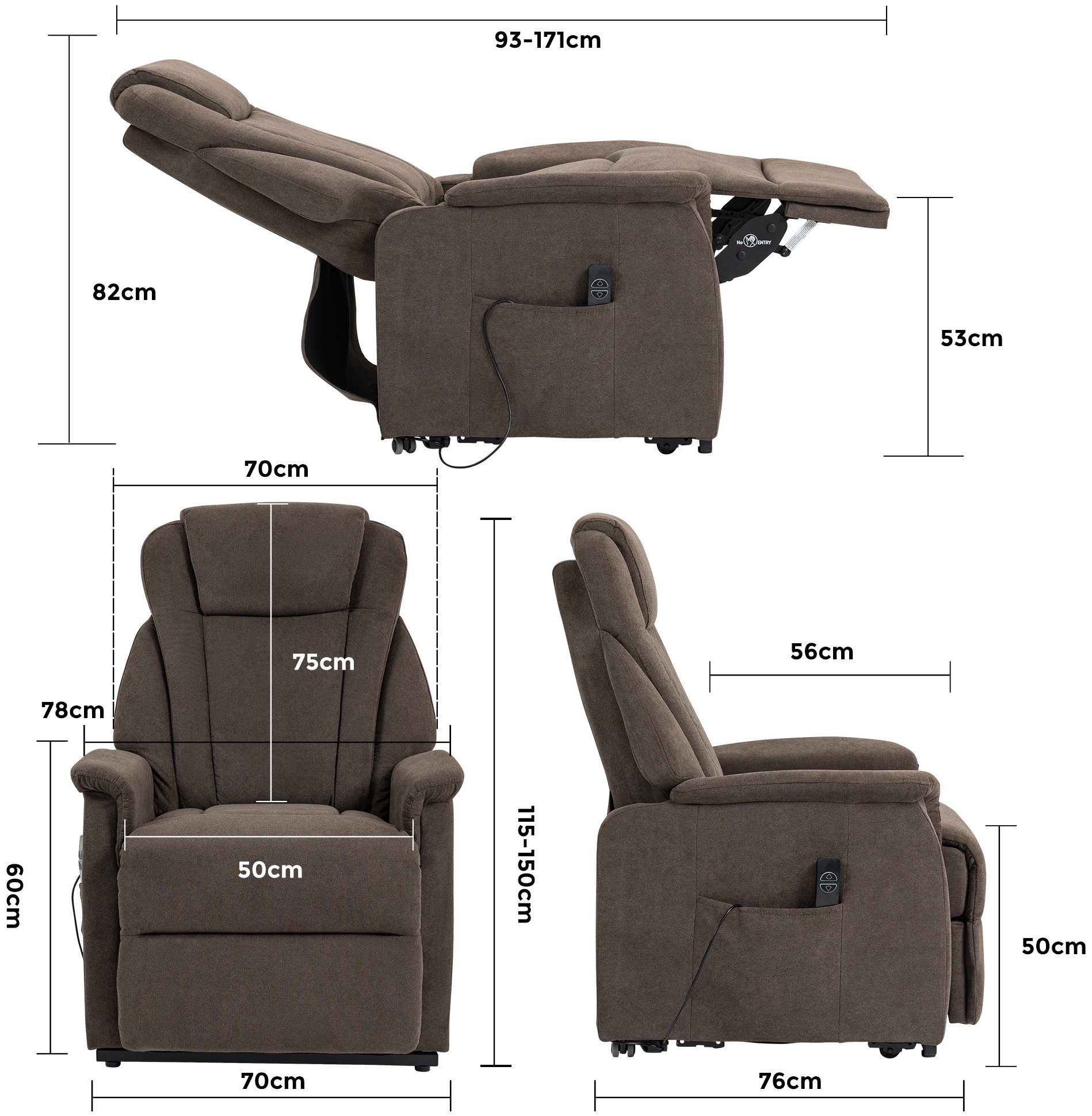 Duo Collection Relaxfauteuil Toronto XXL met elektrische opsteun en relaxfunctie tot 150 kg belastbaar, pocketvering, staalgolfondersteuning (set)