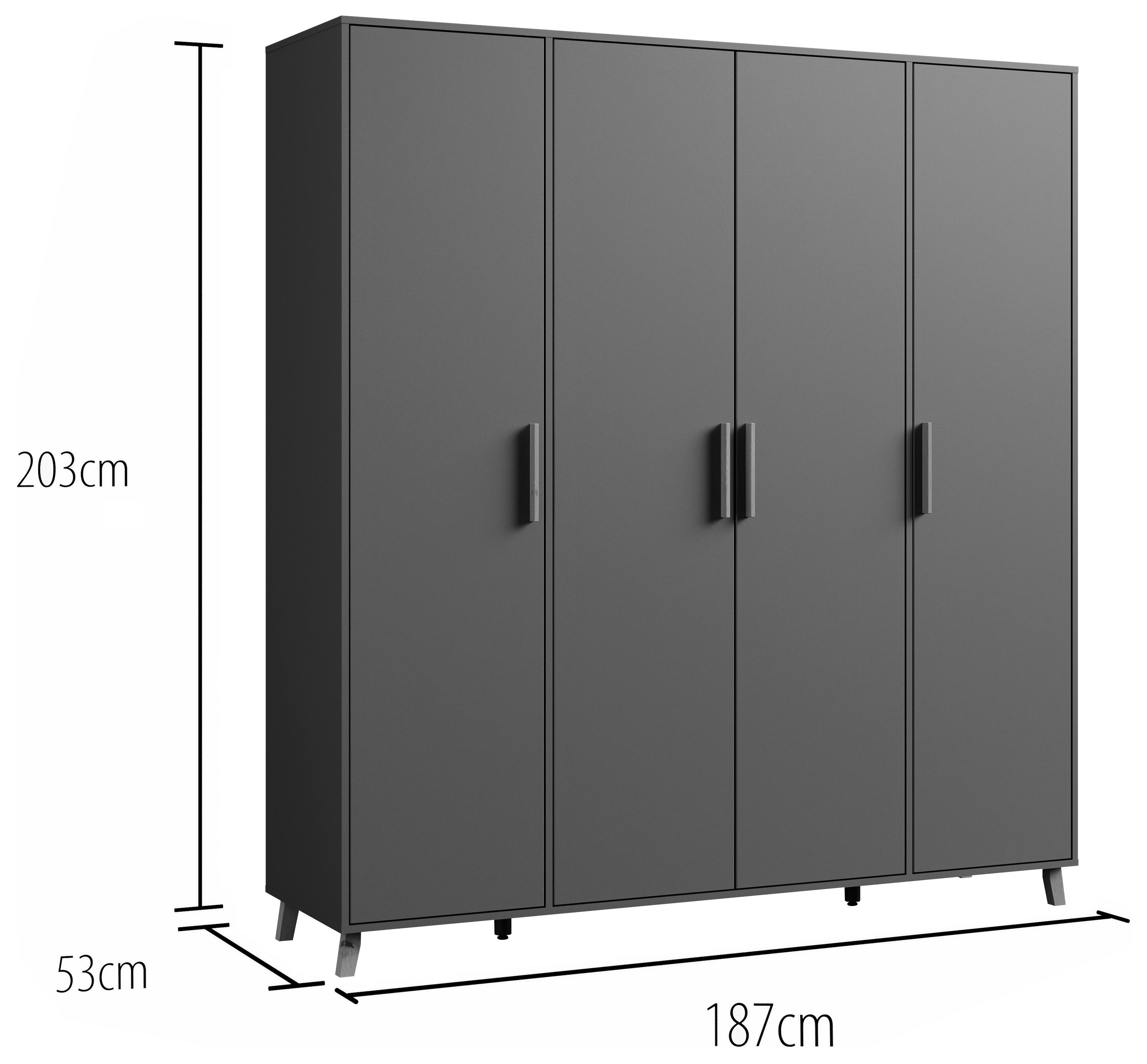 rauch Draaideurkast Kledingkast kast garderobe waskast SHINJO Grepen en voeten van massief hout, veel opbergruimte MADE IN GERMANY