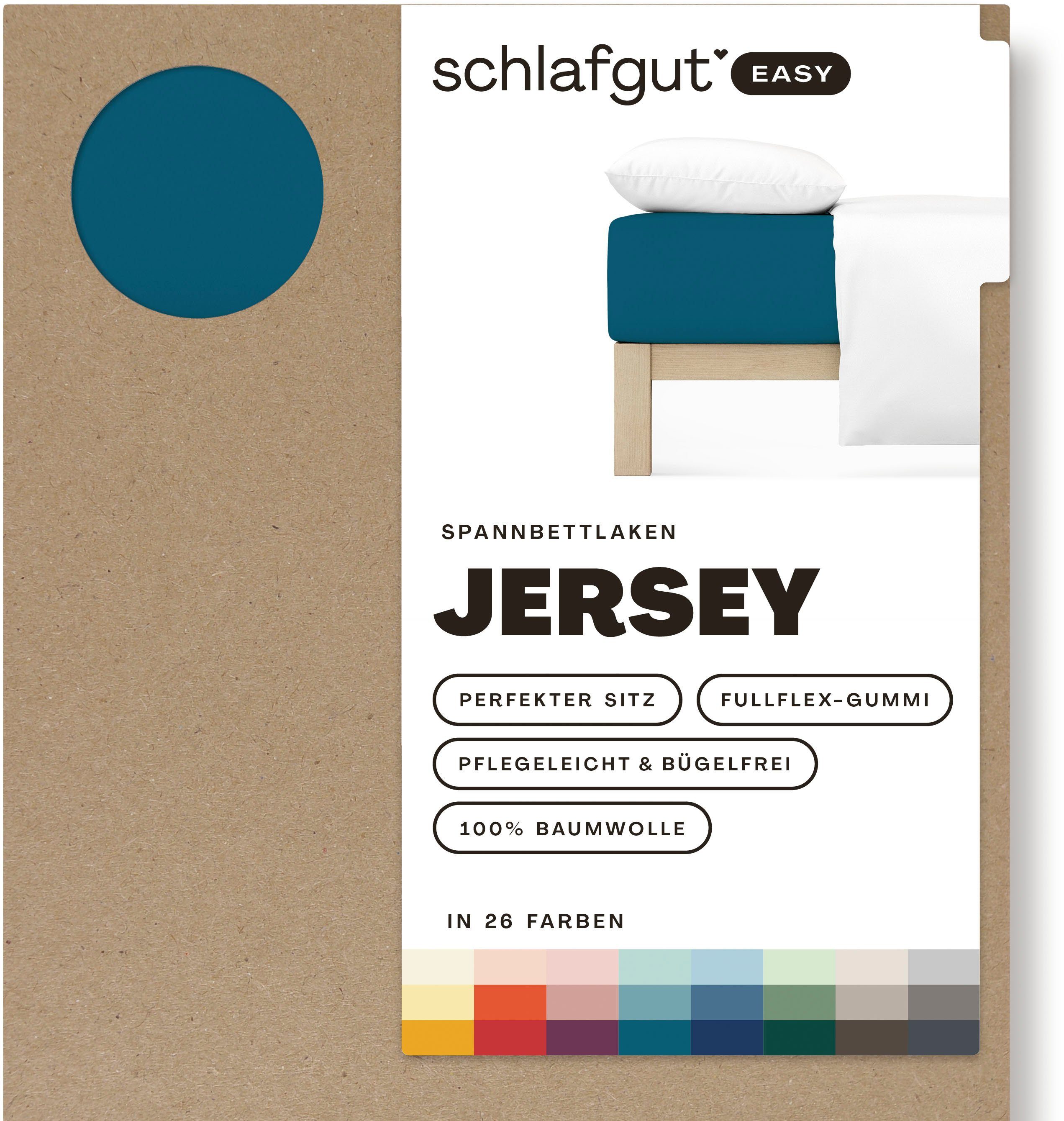 Schlafgut Hoeslaken EASY van 100% katoen, zacht & absorberend, merk-beddengoed voor matrassen tot 22 cm hoogte, in 90x200, 140x200 of 180x200 cm (1 stuk)