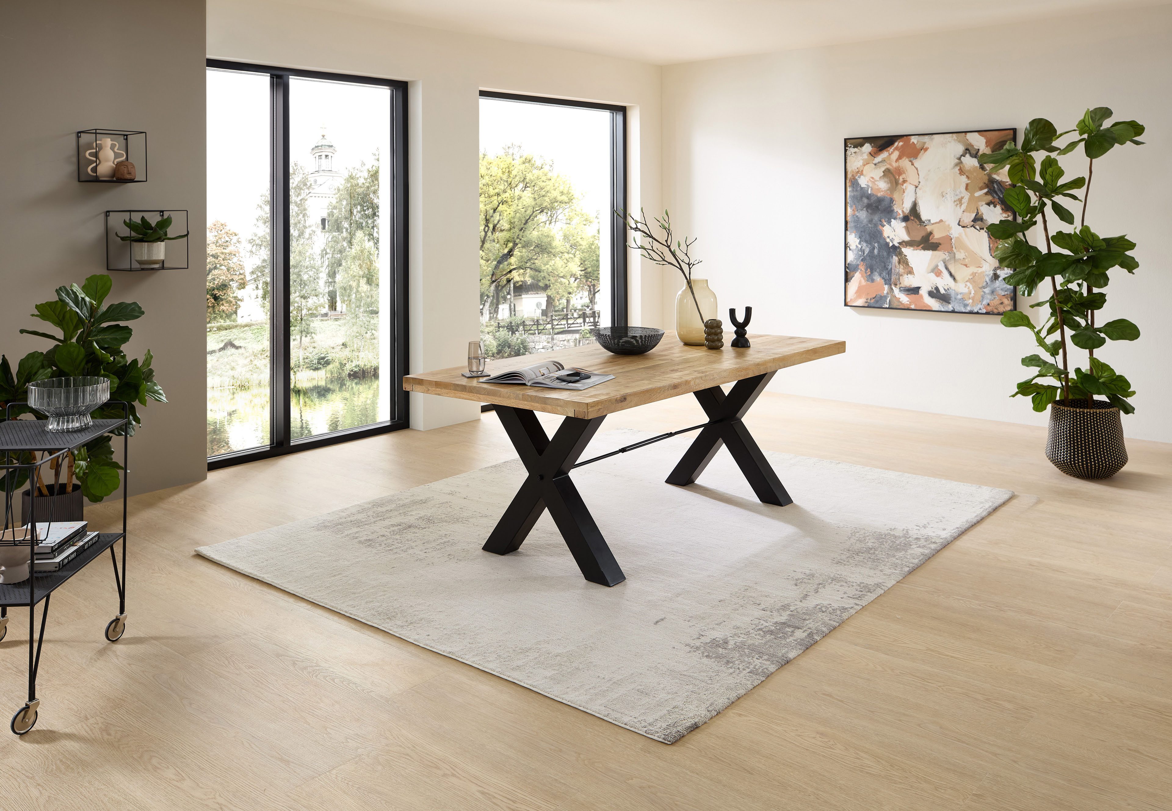 Stolkom Eettafel Delhi 200 cm breed in massief mango hout