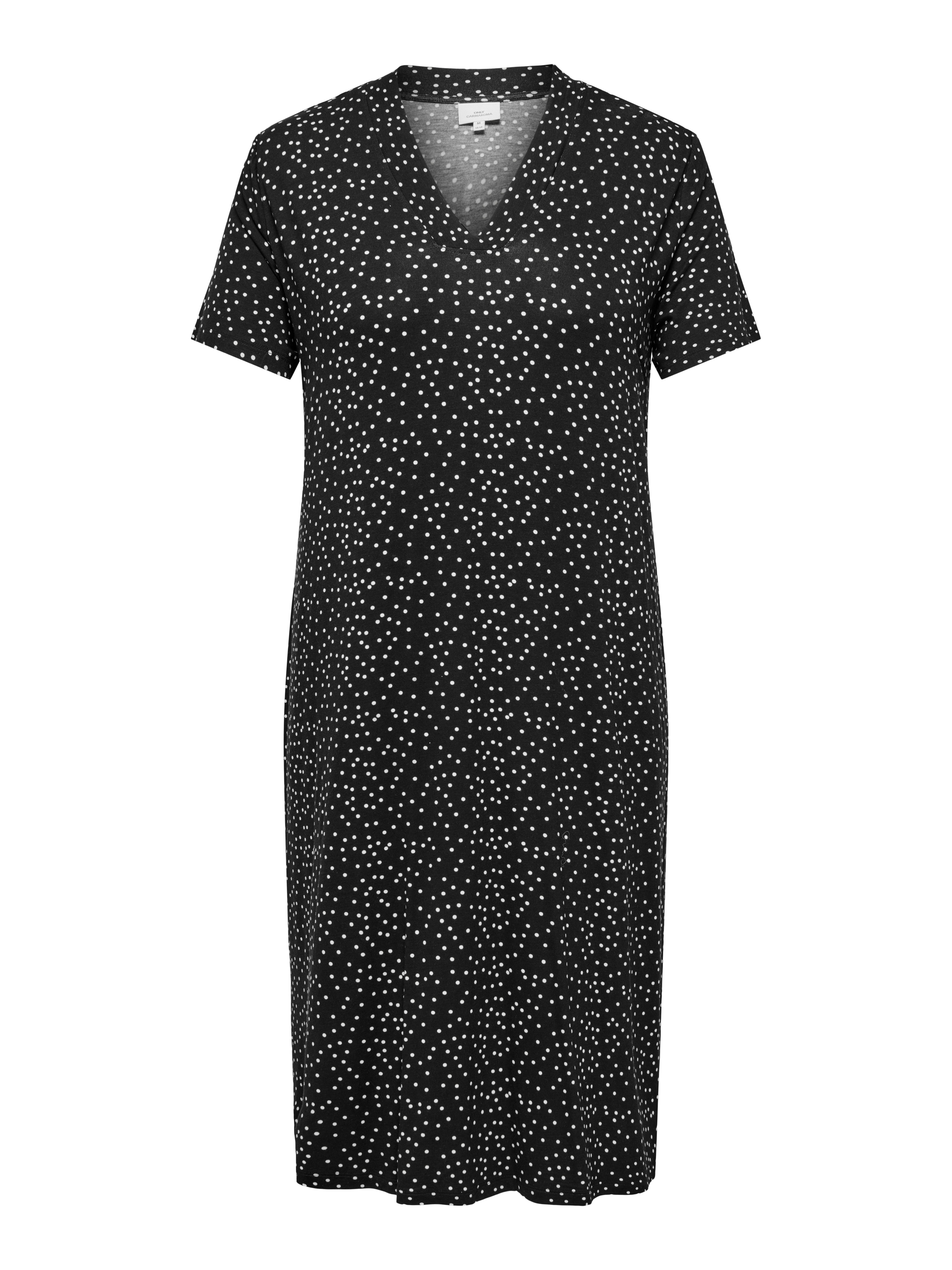 ONLY CARMAKOMA Shirtjurk CARFYRLA LIFE S/S V-NCK BLK AOP DRE NOOS