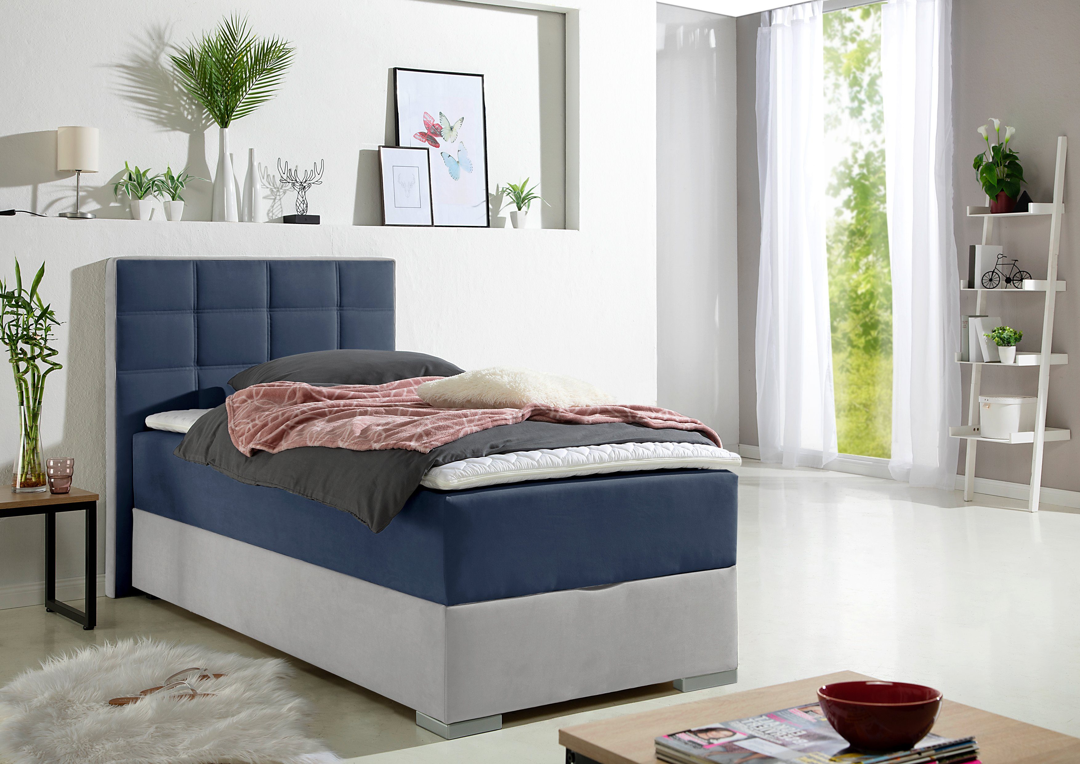 Maintal Boxspring met bedkist en topmatras boxsprings blauw