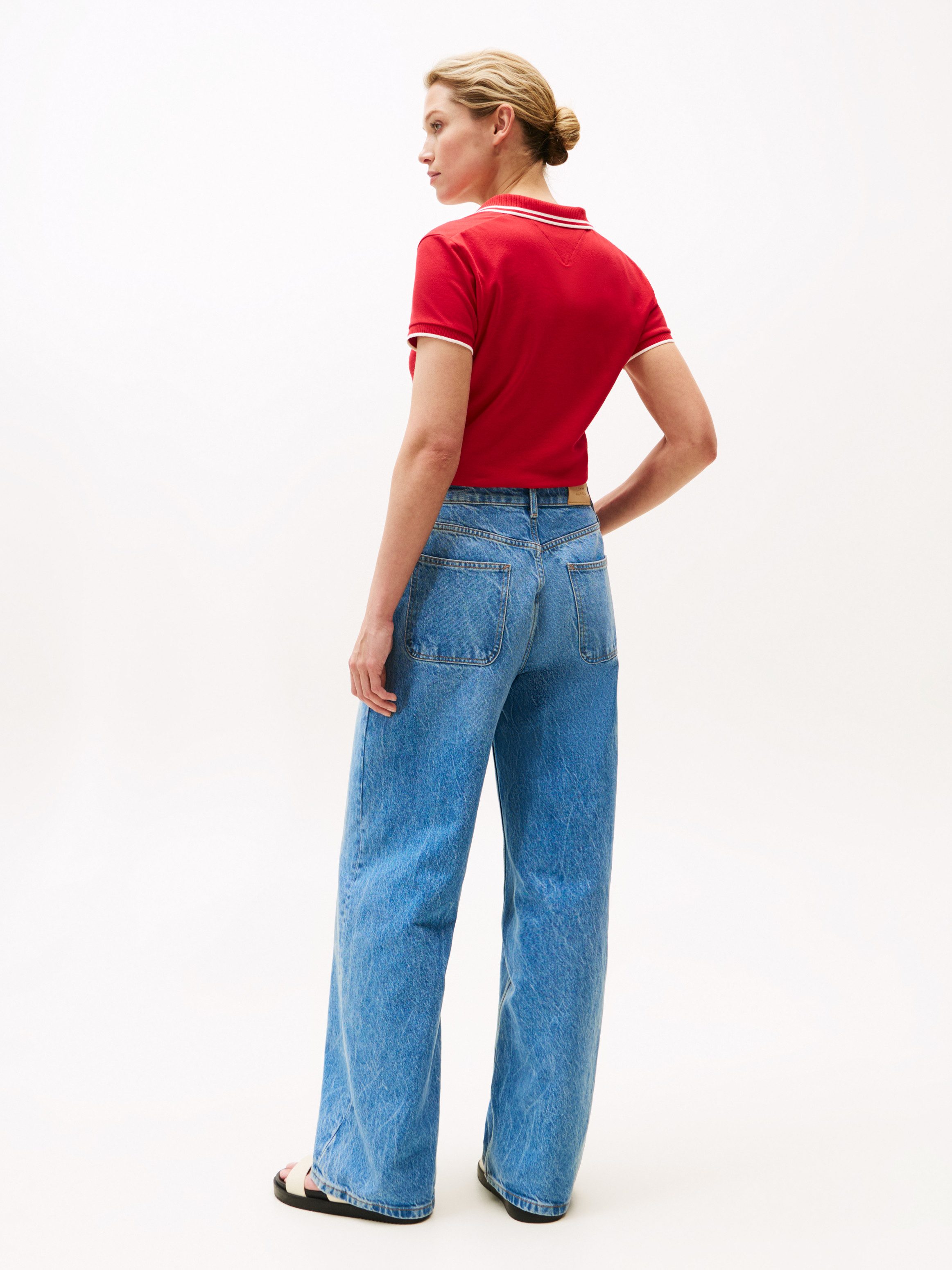 Tommy Hilfiger Wijde jeans Loose Wide Leg Regular Waist met tommy hilfiger logo-badge