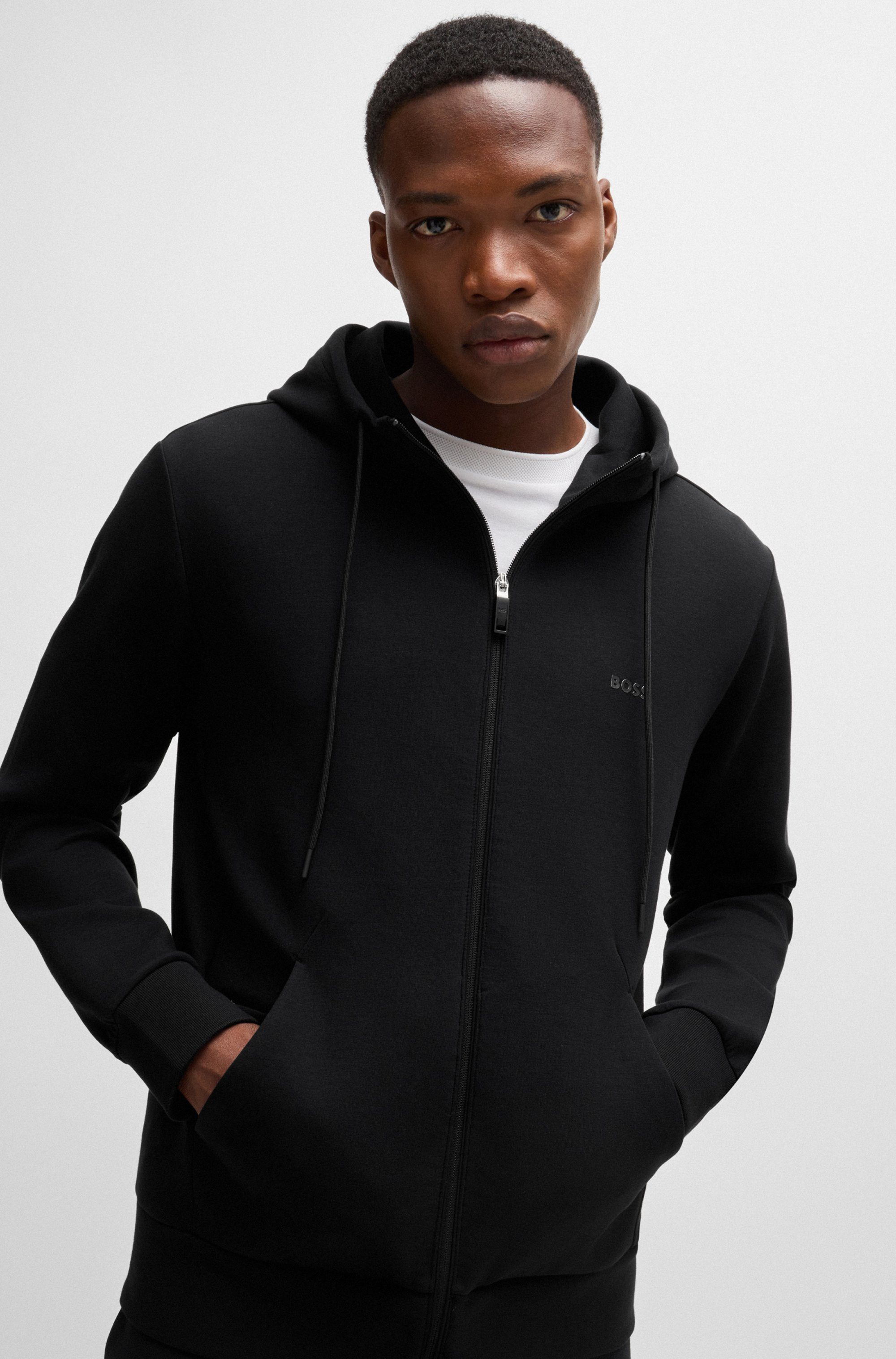 BOSS GREEN Capuchonsweatvest Saggy met boss print