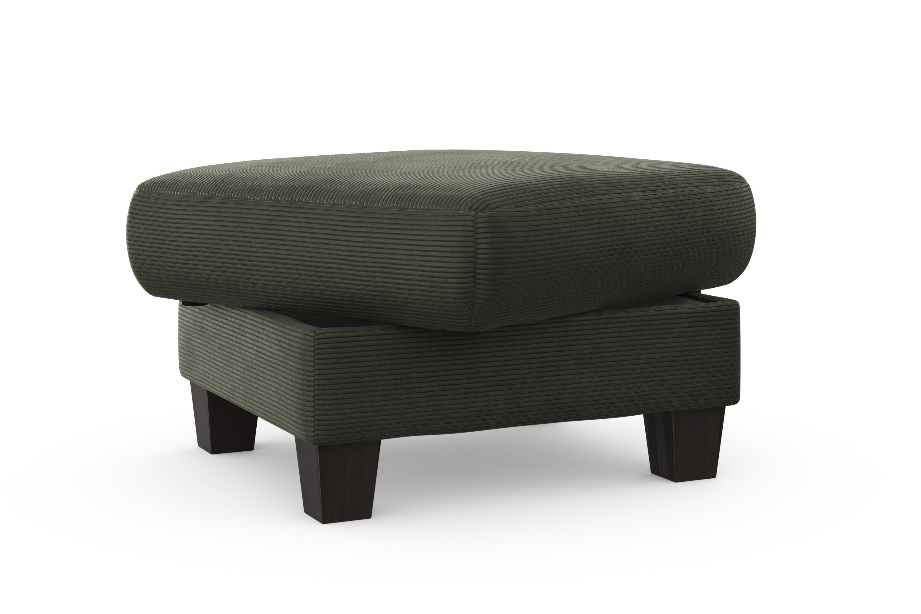Home affaire Hocker Summer met bergruimte, cord-bekleding, wengékleurige houten poten