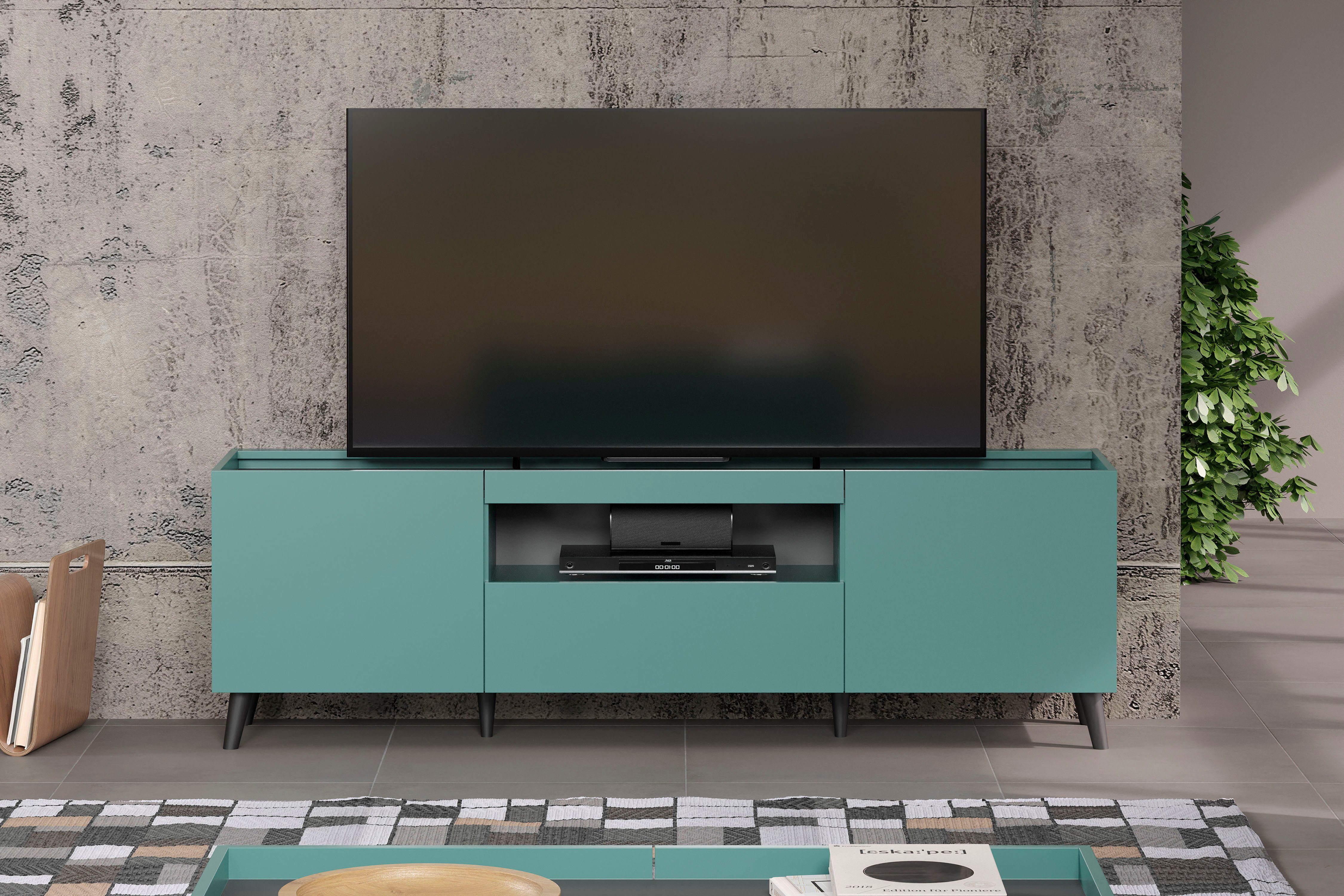 andas Tv-meubel Mikkeline mat, bxh: ca. 181 x 60 cm, tv-kast, blauw, turquoise (1 stuk)