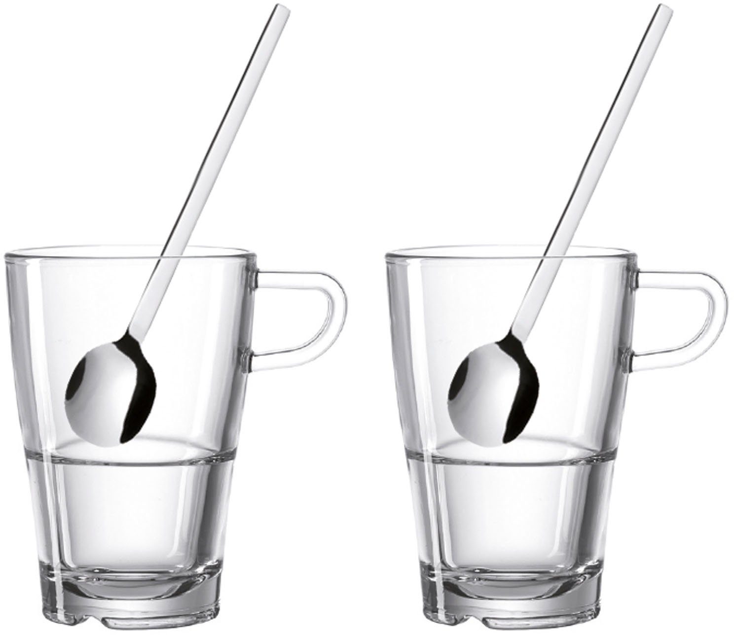 LEONARDO Latte macchiato glas SENSO (4-delig) incl. 2 lepels (set, 4-delig)