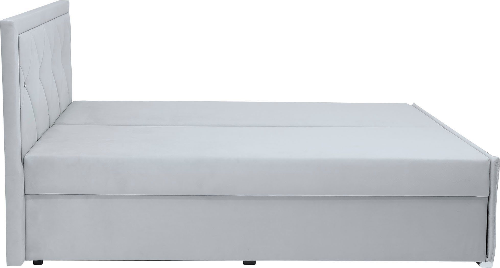 Leonique Boxspring Alfie, bestseller! Inclusief bedlade & topper Optioneel met knoopstiksels of strassstenen, H2, H3 en H4 verkrijgbaar