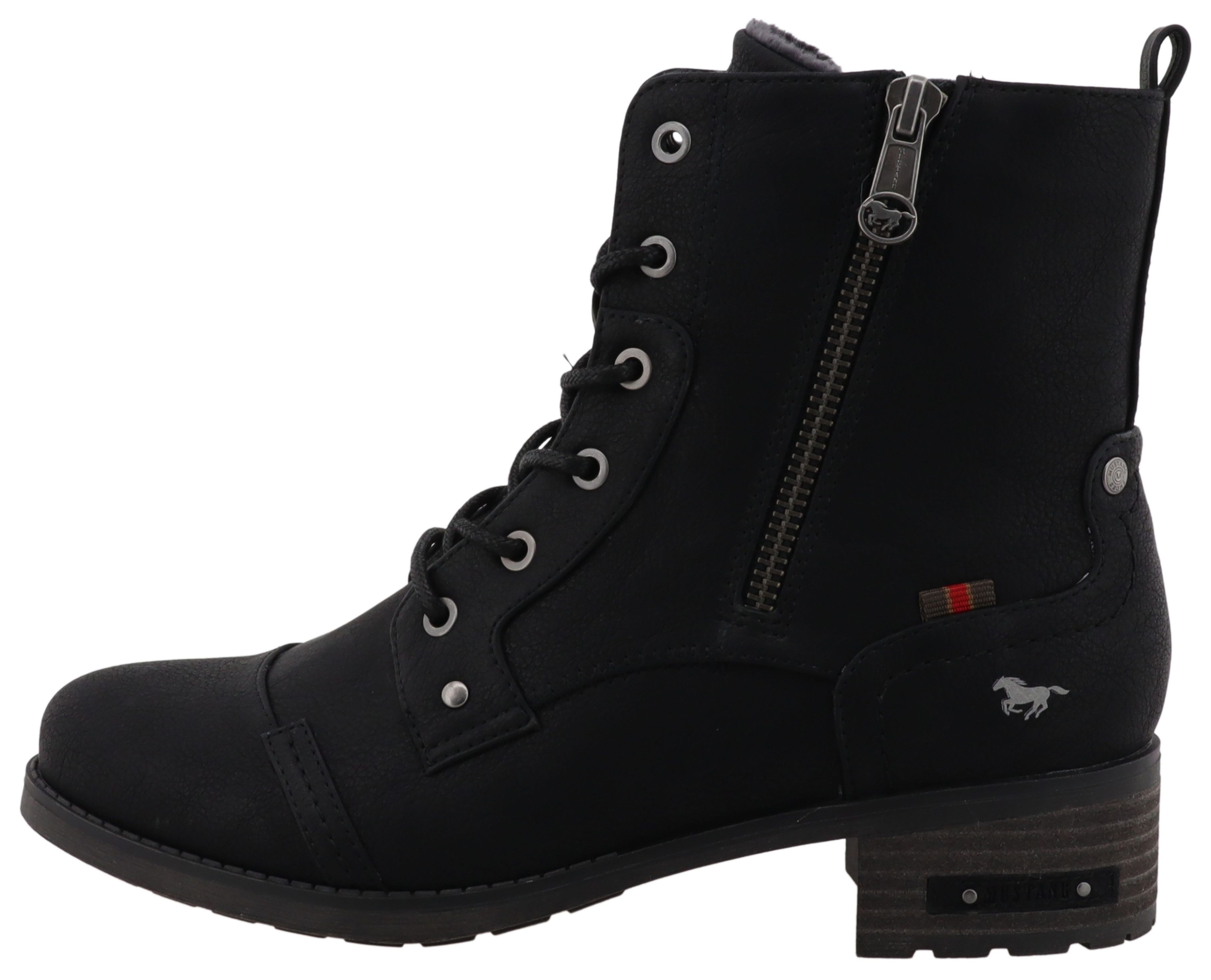Mustang Shoes Winterlaarsjes FABIENNE Veterenkellaars met blokhak