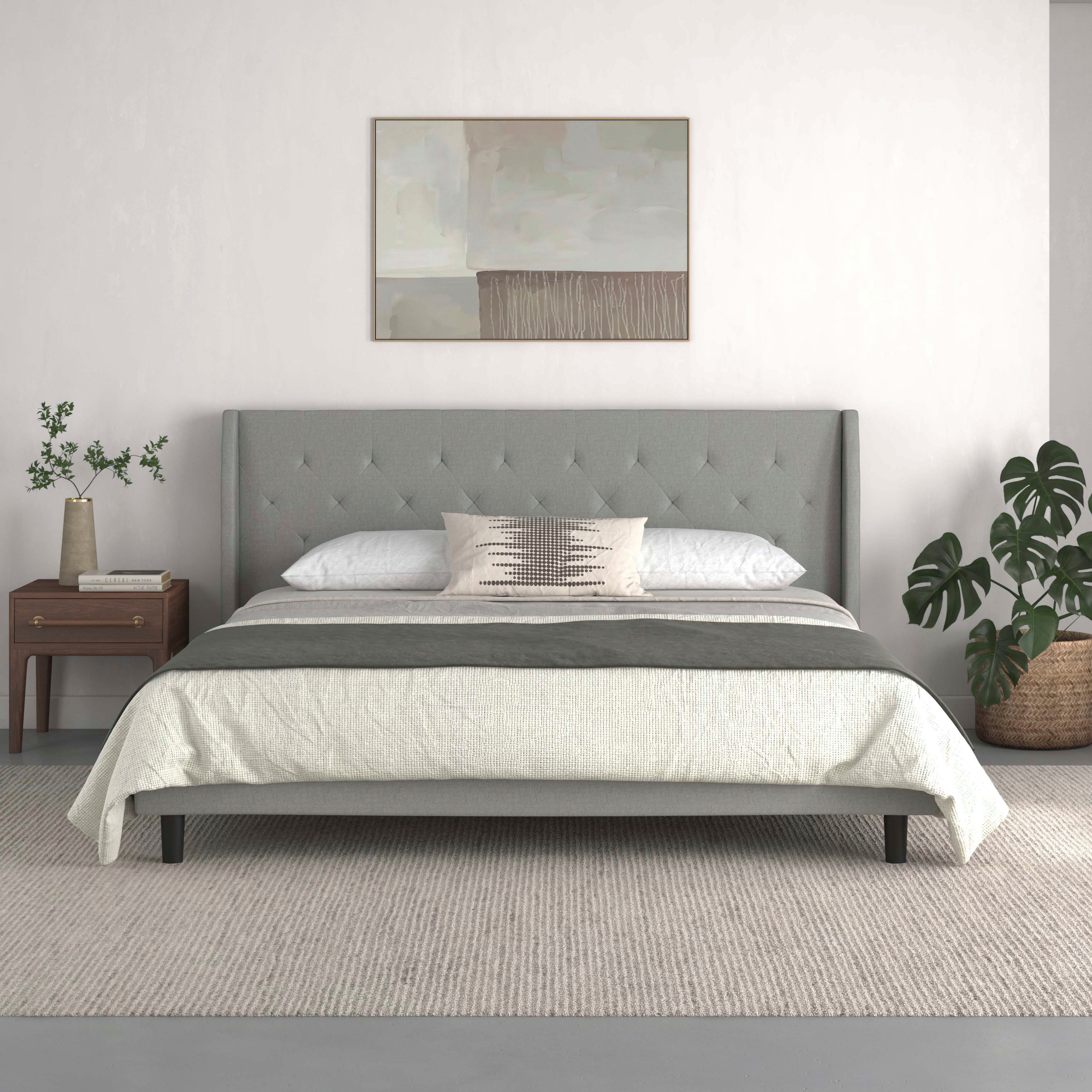 Home affaire Gestoffeerd bed Kempton met ruitencapitonnage, zacht verdikt, ligoppervlak 140x200 of 180x200 cm (1-delig)