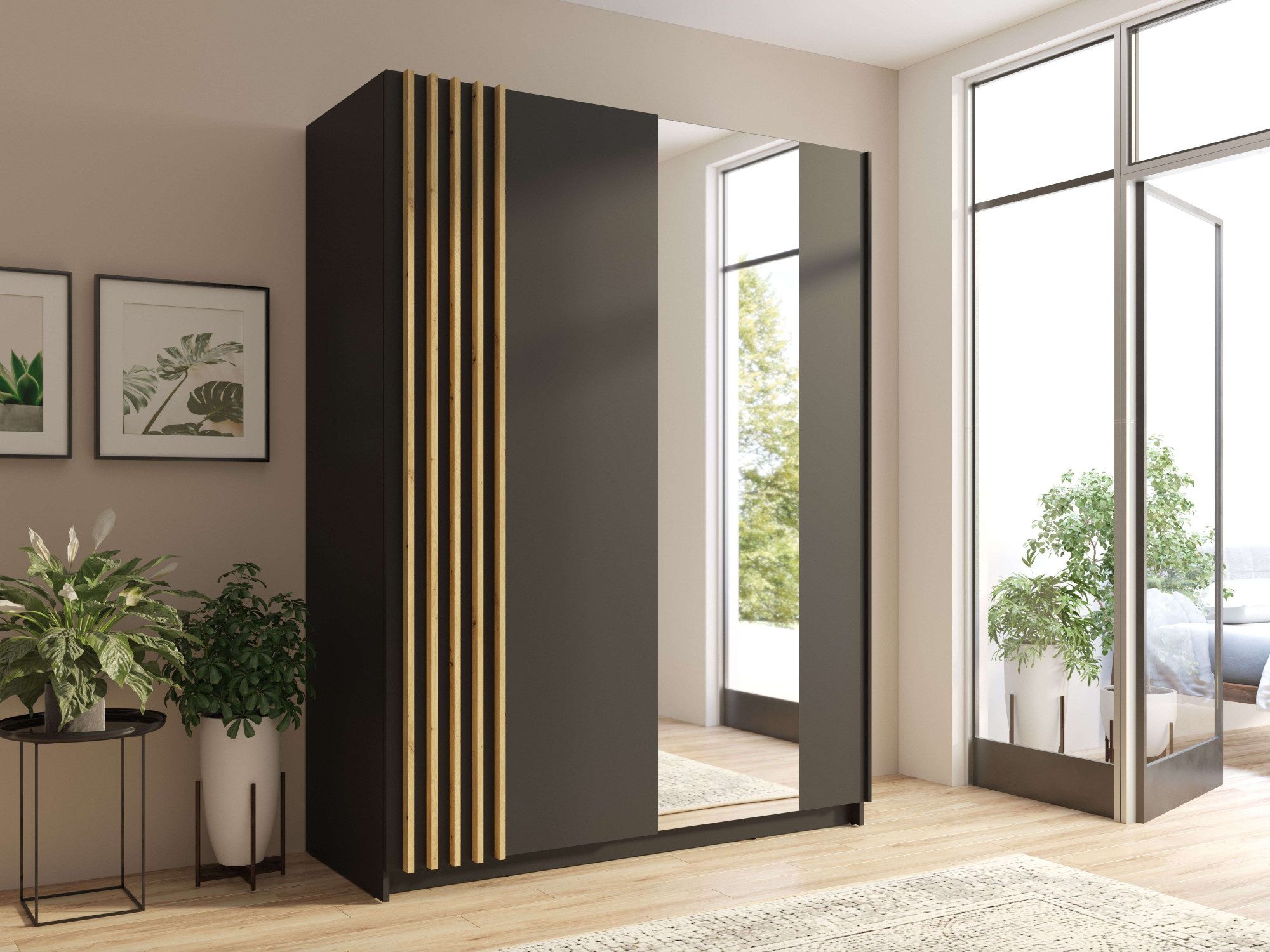 INOSIGN Kledingkast Charisy met spiegel, 4 inlegplanken en kledingstang