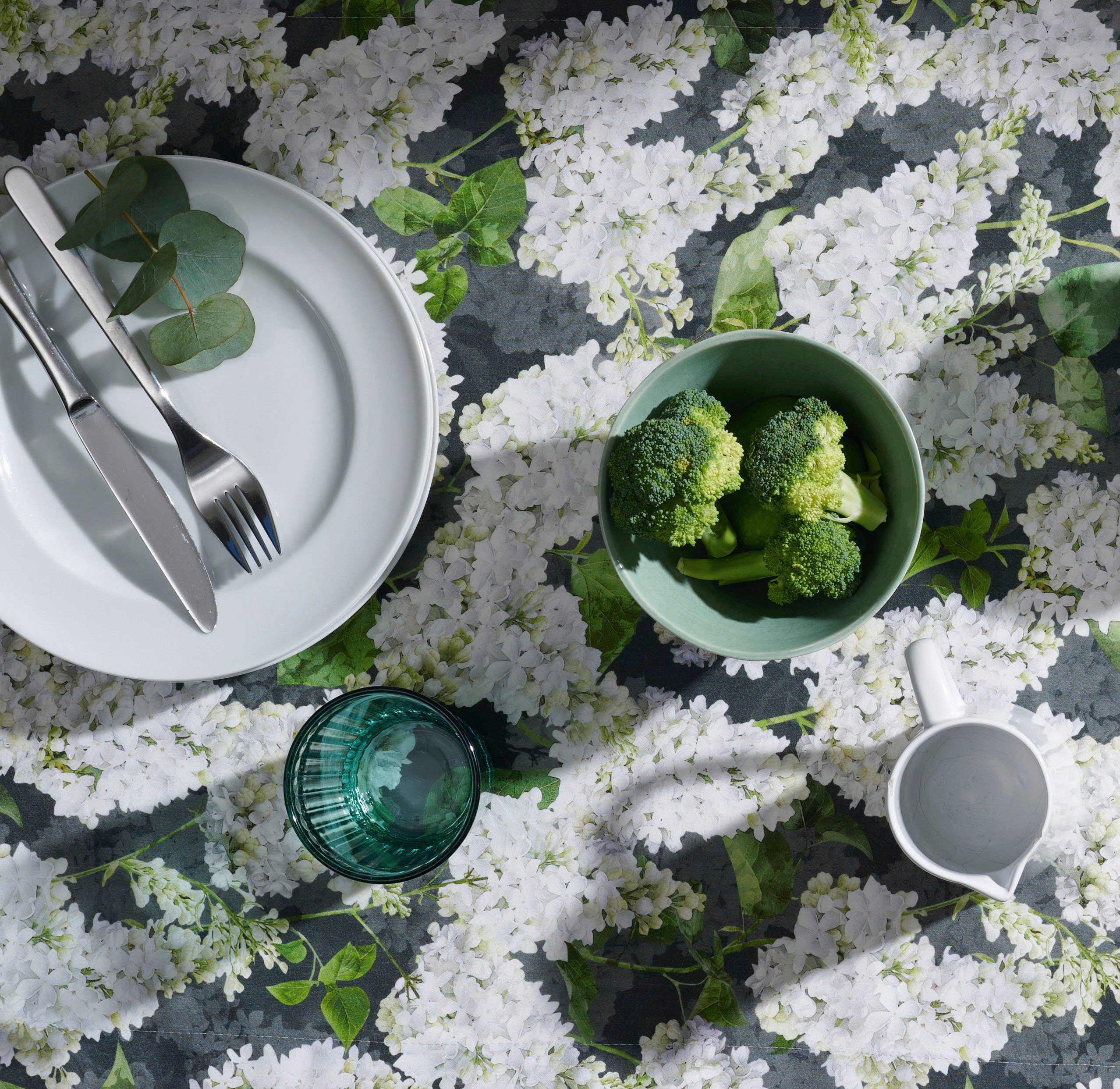 APELT Topkleedje 6820 SPRINGTIME, Lente-decoratie, Lente met bloemenmotief, digitale print, lila all-over (1 stuk)