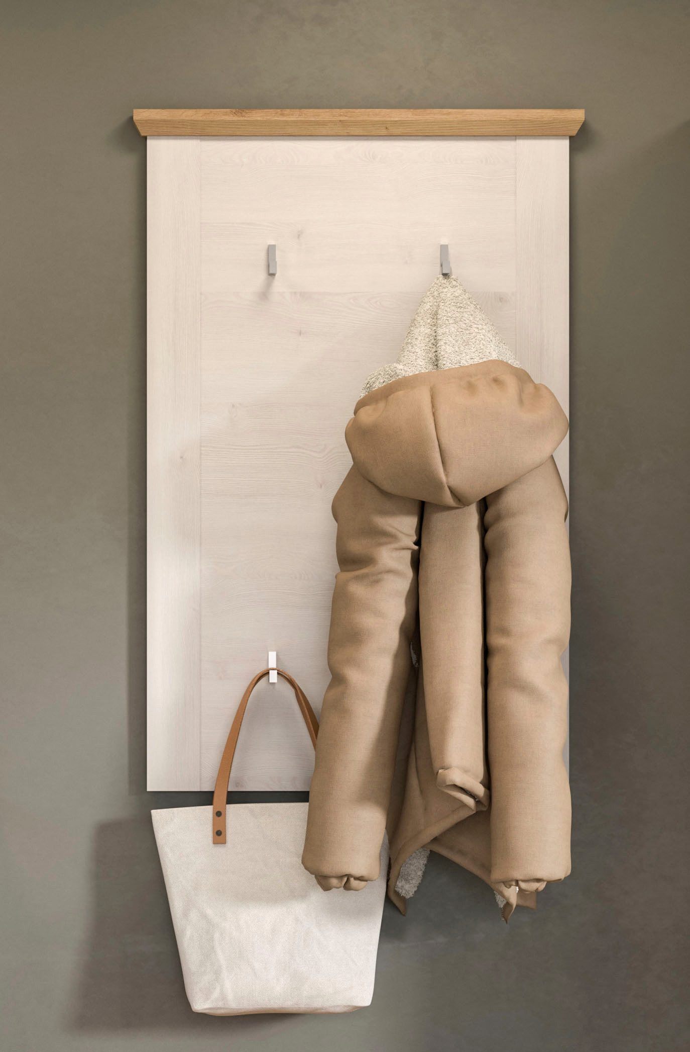 Home affaire Kapstokpaneel COSENZA, TOPSELLER!, Höhe 103 cm, 5 Garderobenhaken, 2-farbig in landelijke stijl, wandpaneel, paneel, wandhaak