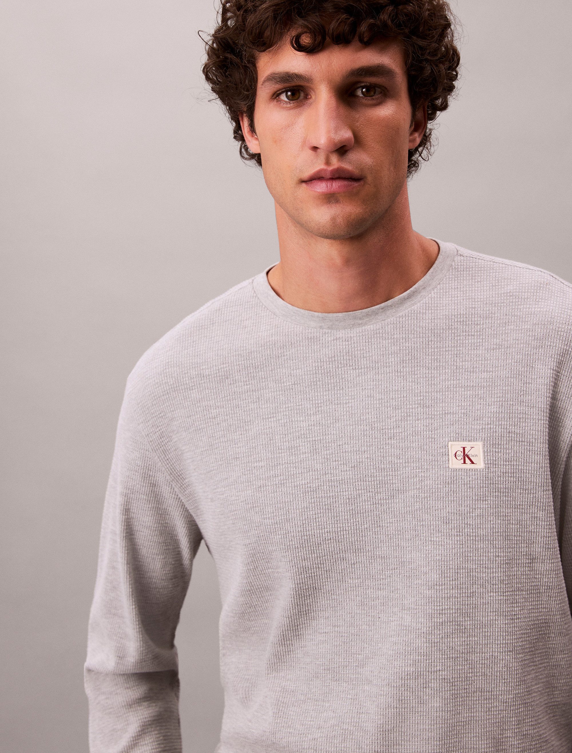Calvin Klein Shirt met lange mouwen LS WAFFLE BADGE CREWNK TEE
