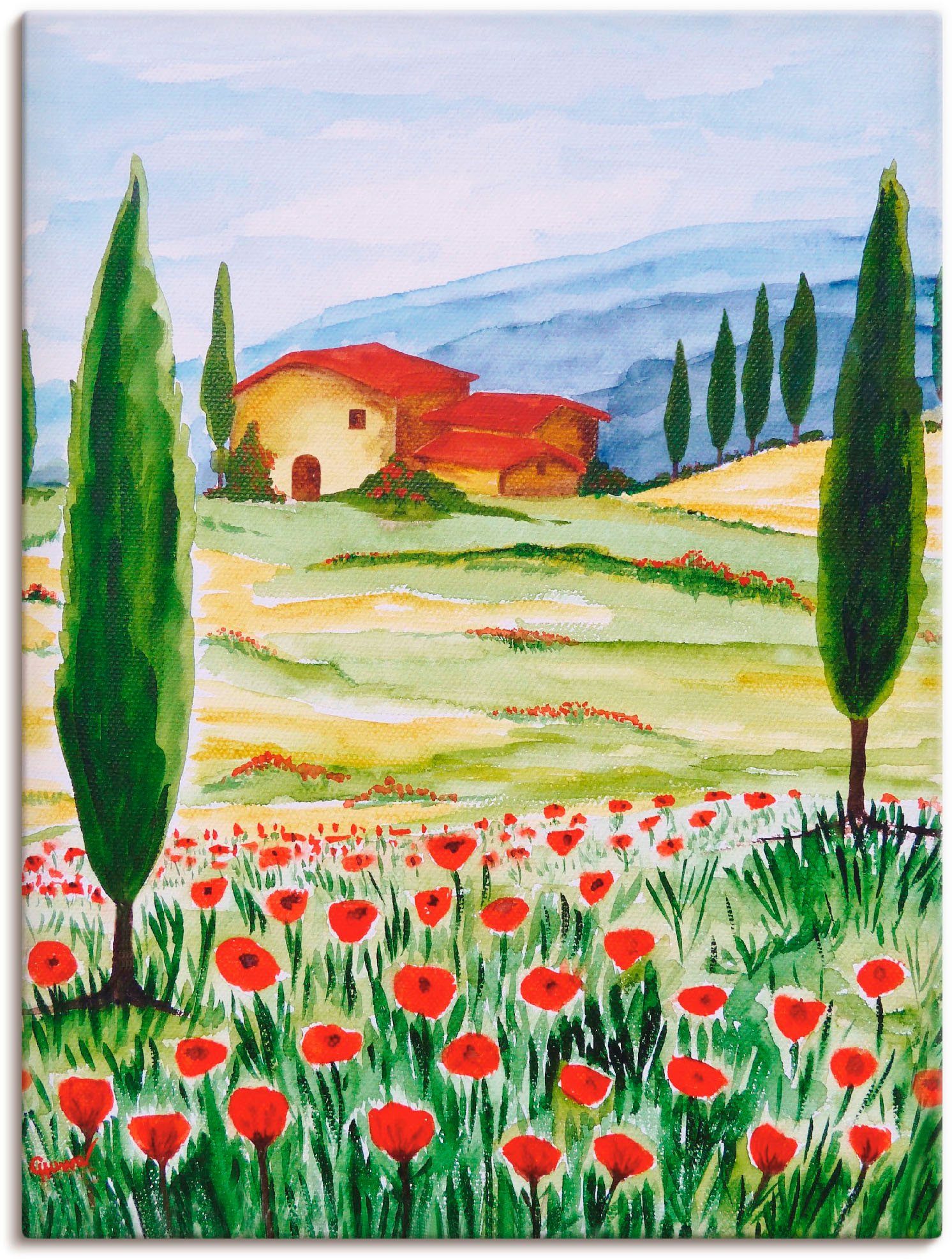 Artland Artprint Bloeiende papaver in Toscane als artprint op linnen, muursticker of poster in verschillende maten