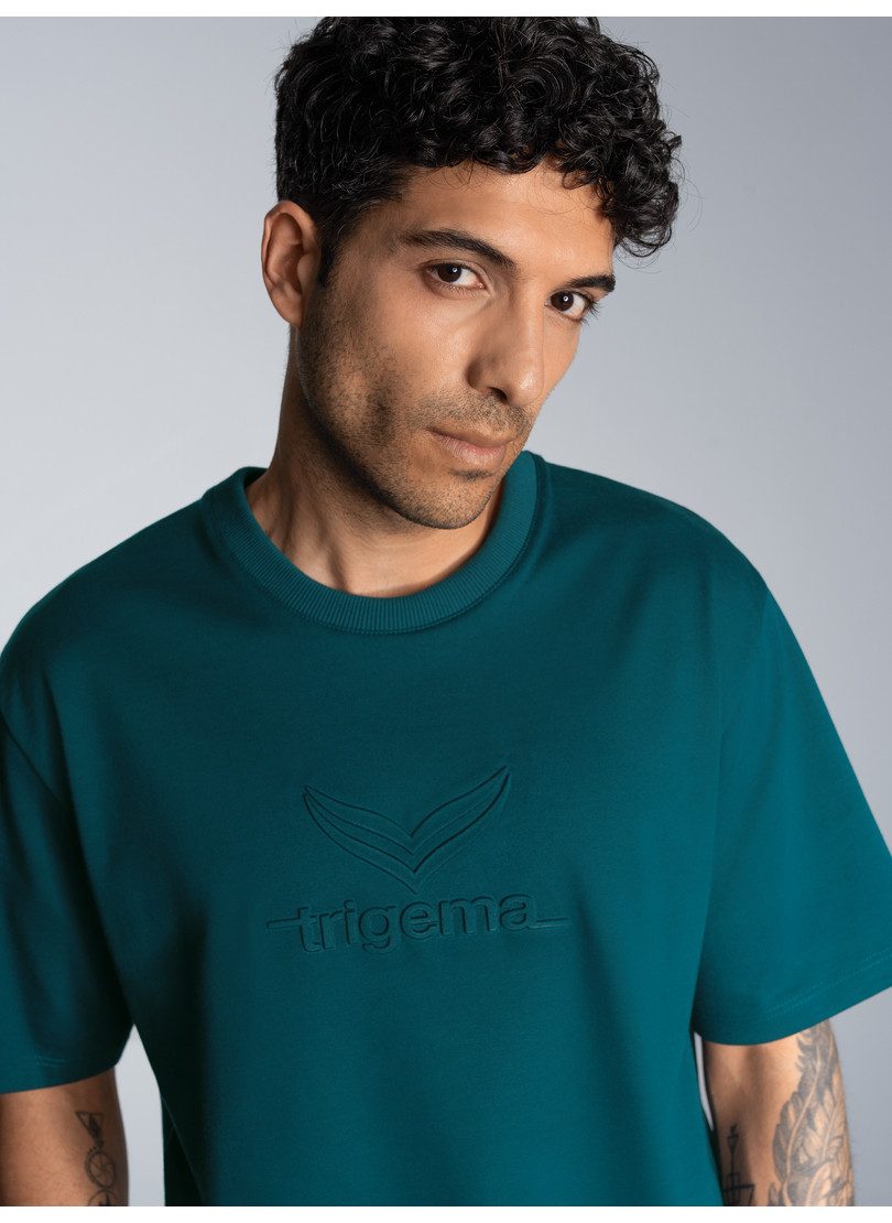 Trigema T-shirt TRIGEMA Heavy oversized T-shirt met 3D-motief (1-delig) heren t-shirts maat M groen