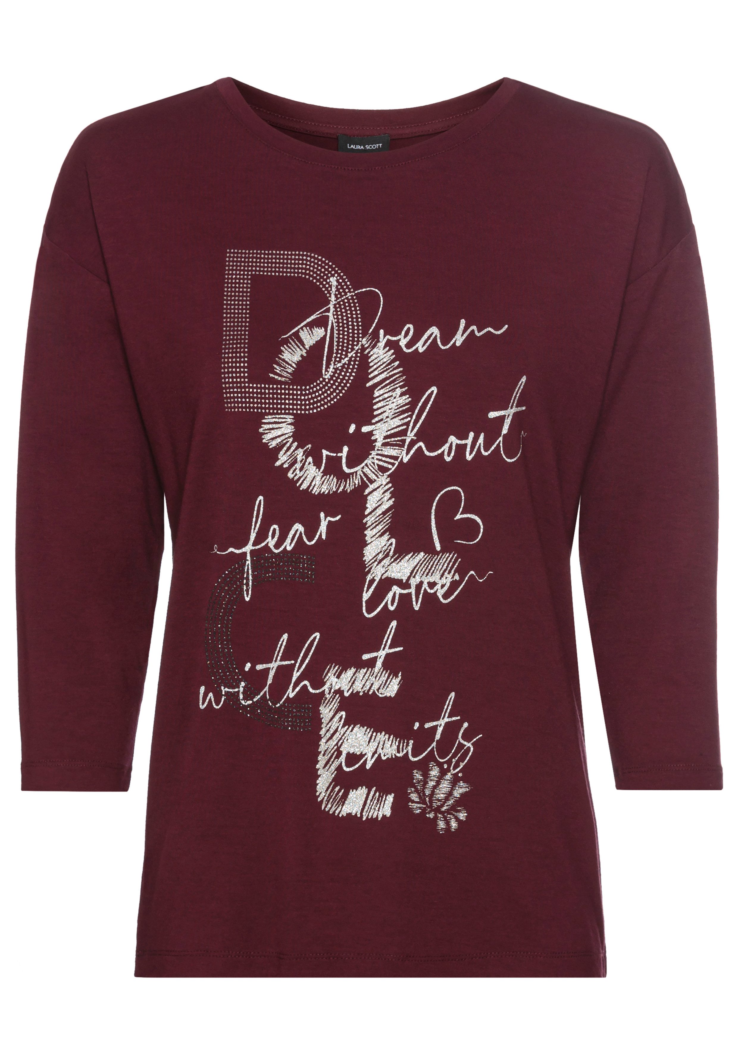 Laura Scott Shirt met 3 4 mouwen met glitterprint