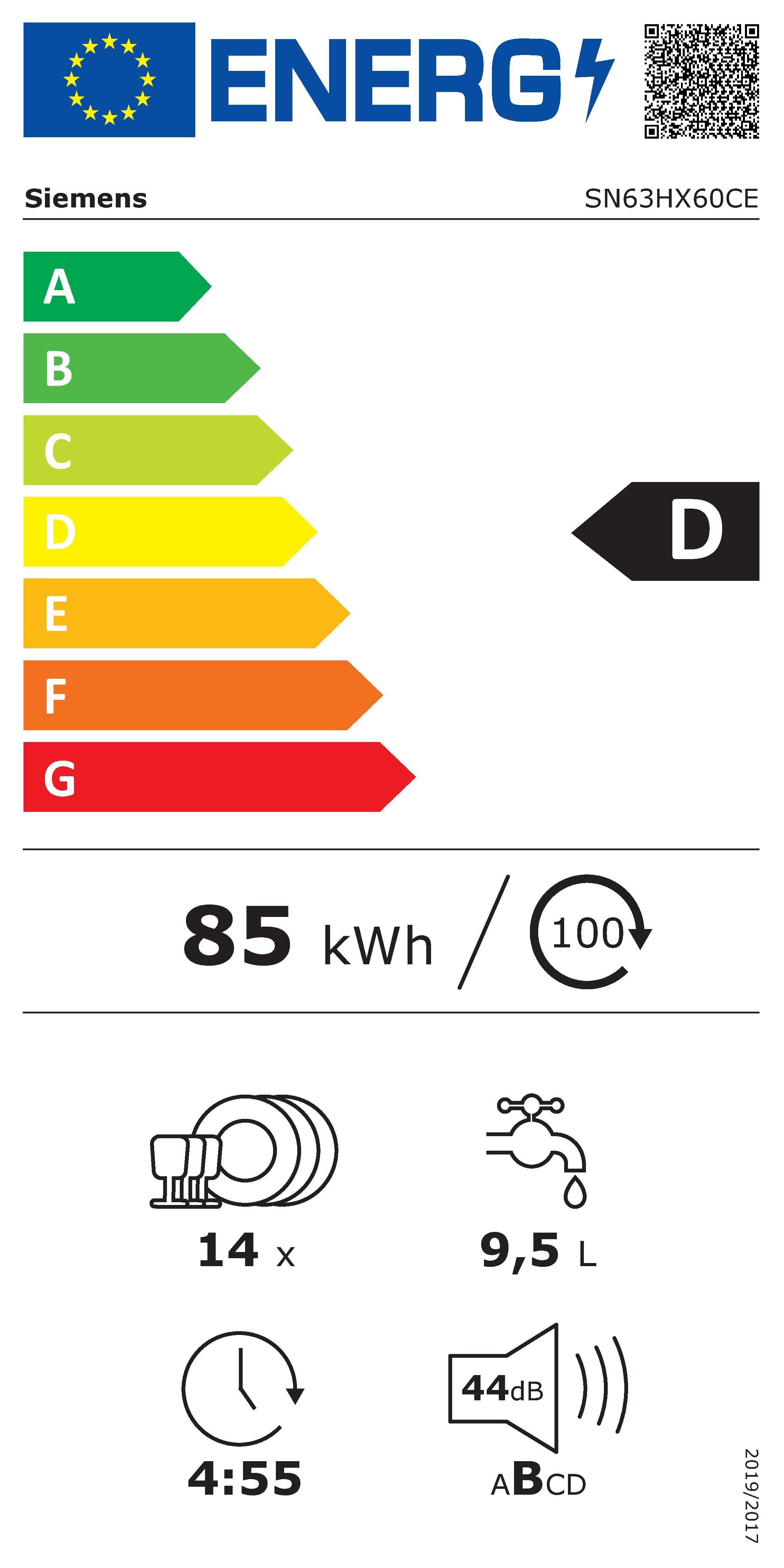 SIEMENS Volledig Integreerbare Vaatwasser SN63HX60CE, 81,5 Cm X 59,8 Cm ...