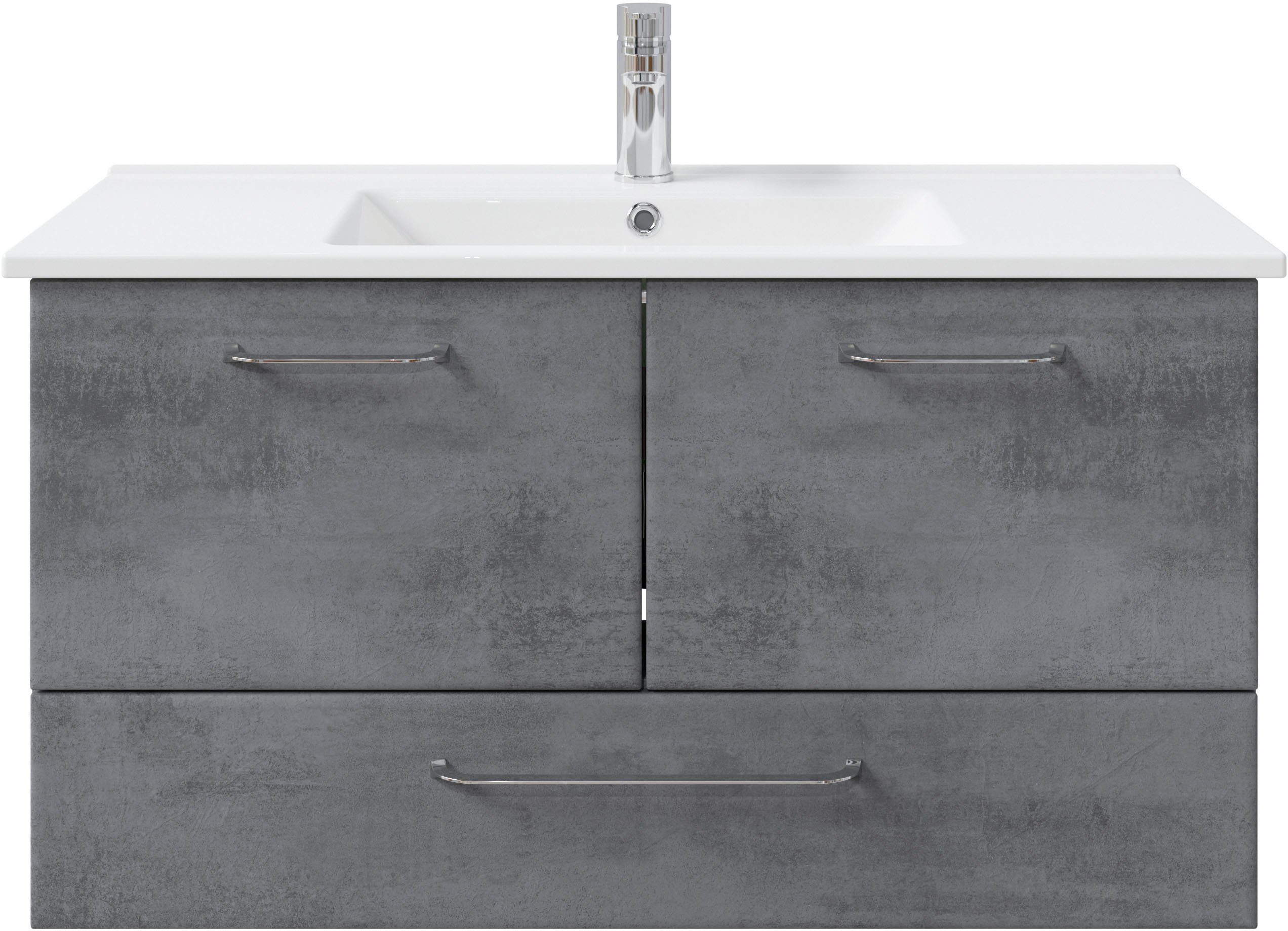 Saphir Badkamerserie Quickset 945 keramieken wastafelonderkast met onderkast, 100 cm breed (1 stuk) badmeubelsets grijs