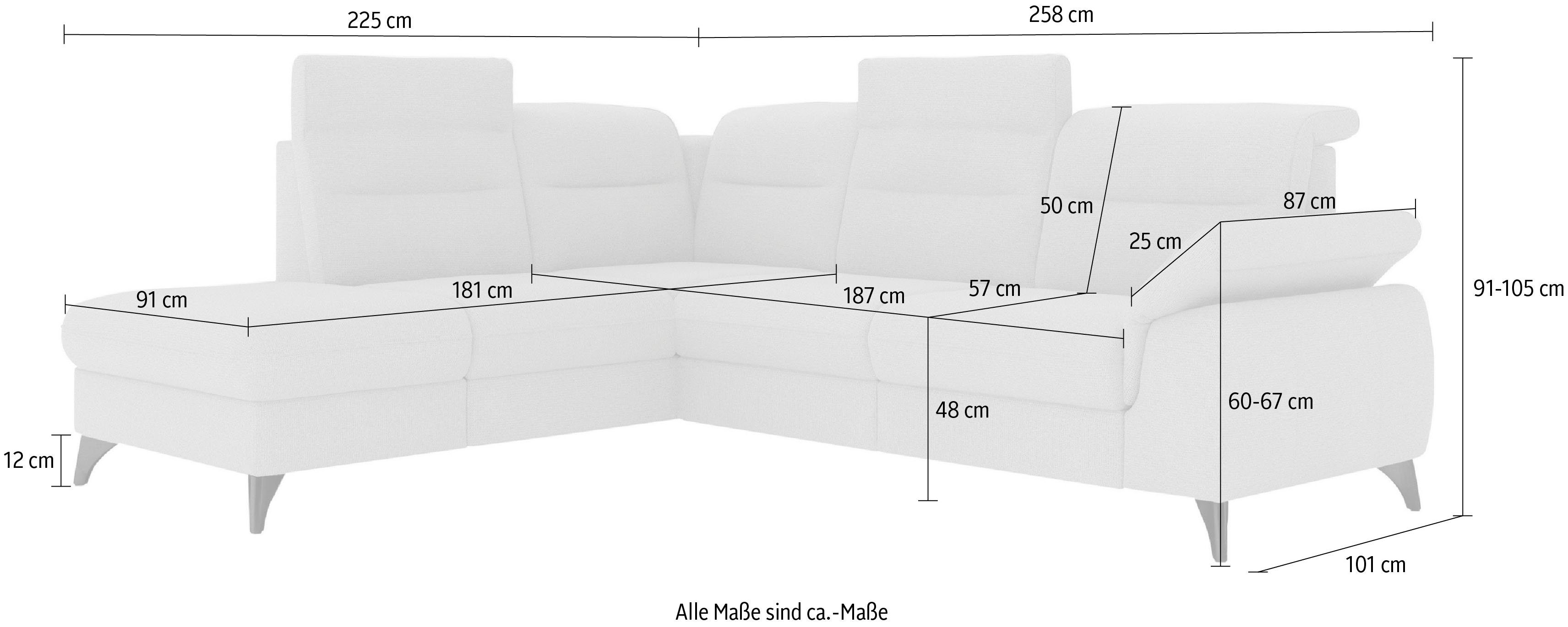 sit&more Hoekbank Astoria L-vorm naar keuze met motorische relaxfunctie