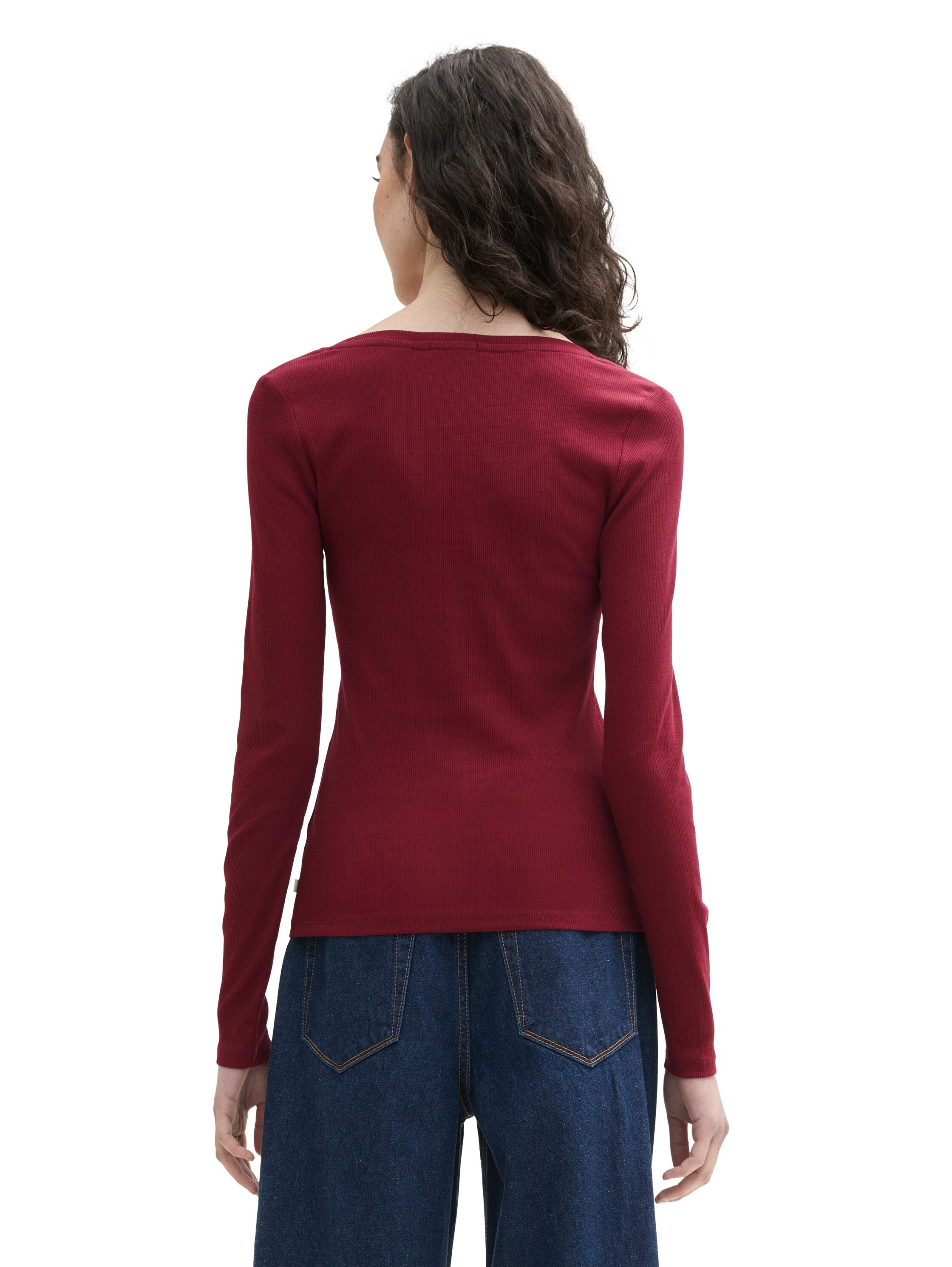Tom Tailor Denim Shirt met ronde hals geribbeld en met stretch