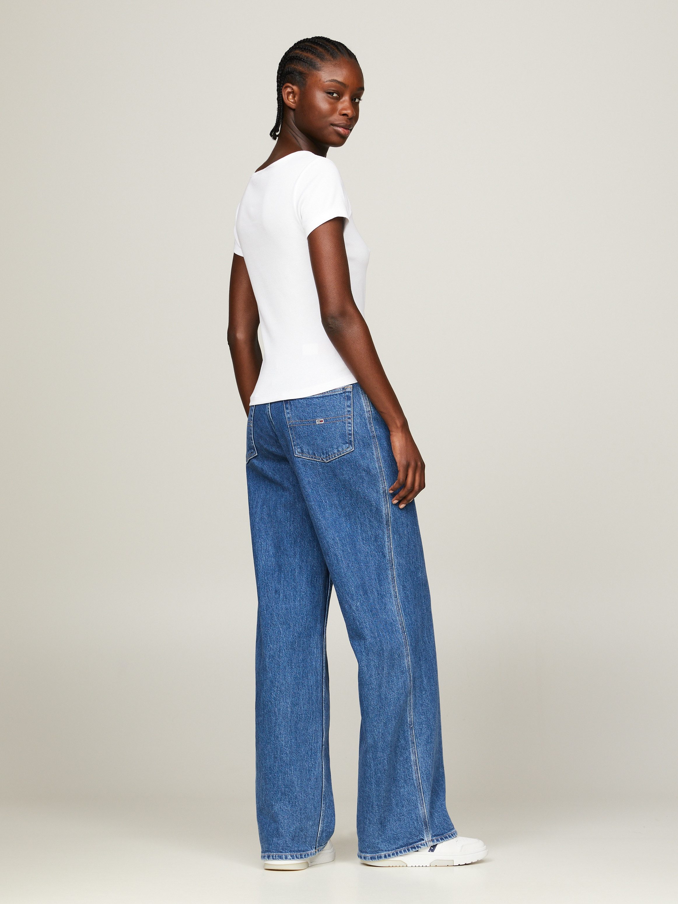 TOMMY JEANS Shirt met ronde hals TJW SLIM HENLEY TOP SS