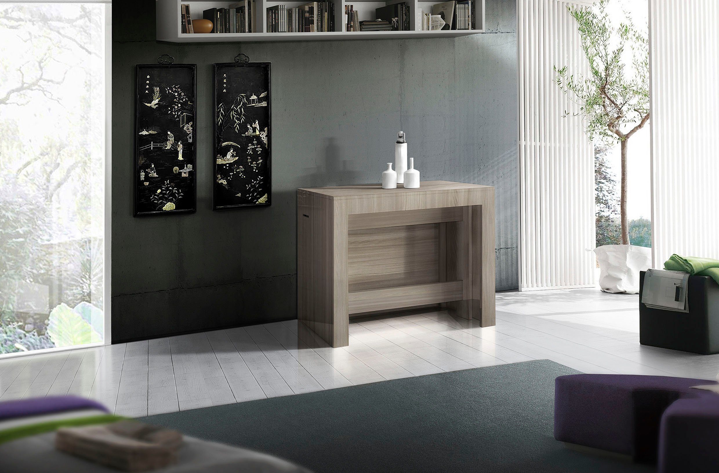 INOSIGN Eettafel Praktika, keukentafel, salontafel, eettafel met uittrekfunctie, uittrekbaar van 50 cm naar 300 cm