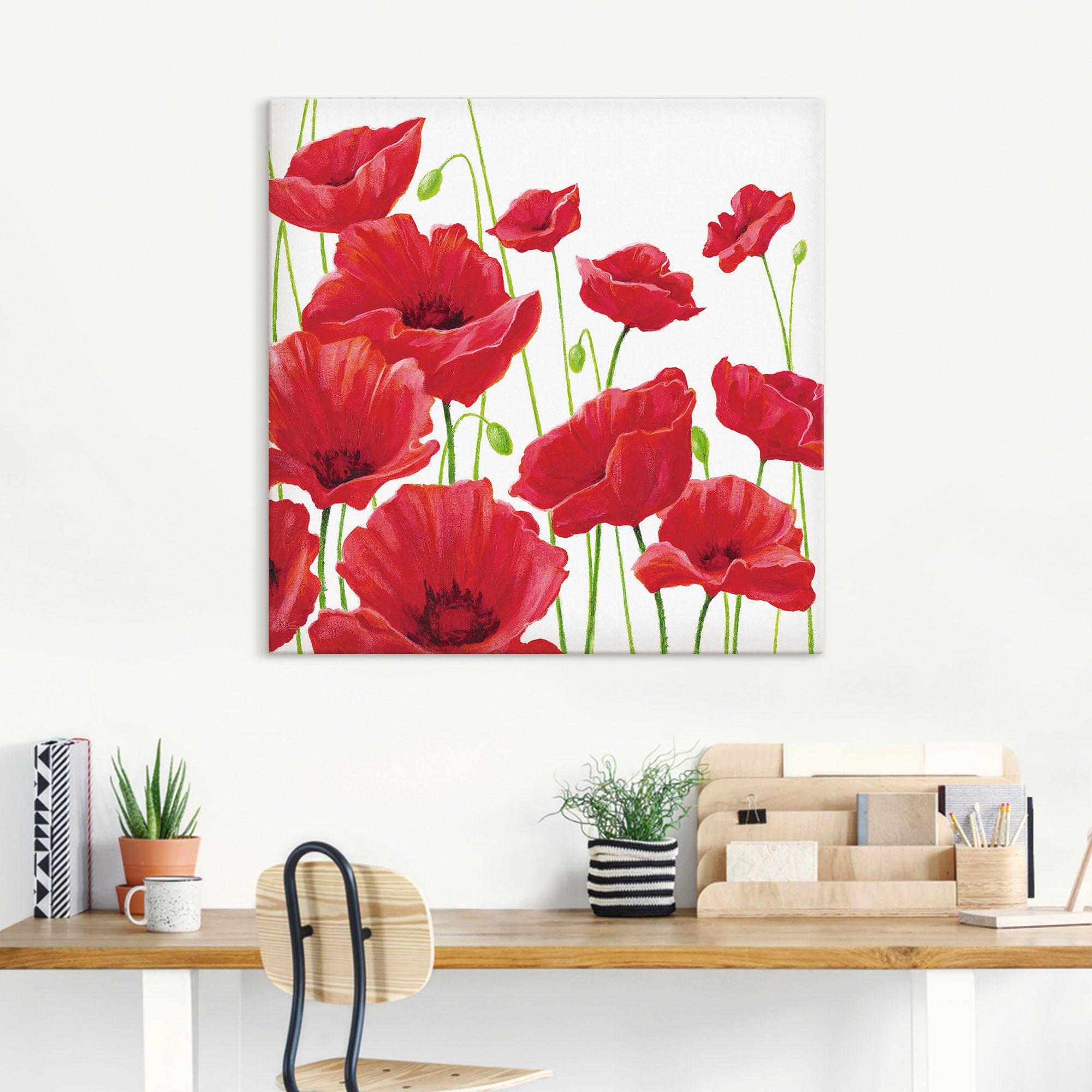 Artland Artprint Rode klaprozen I als artprint van aluminium, artprint voor buiten, artprint op linnen, poster, muursticker
