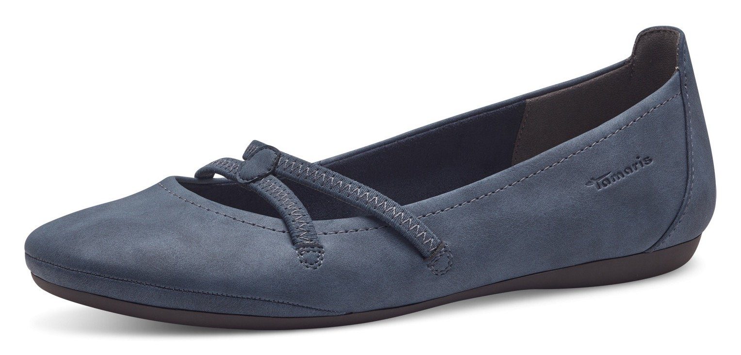 Tamaris Ballerina's Caterina Flats, feestelijke mode, slipper met elastische riem