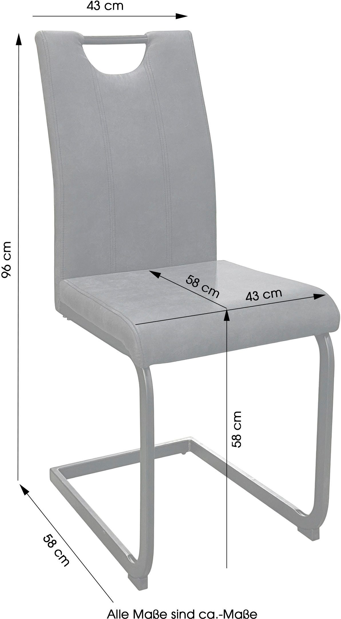 byLIVING Vrijdragende stoel Banff (2-stuks set) met handgreep, frame van zwart metaal, keukenstoel, diverse bekledingen (set)
