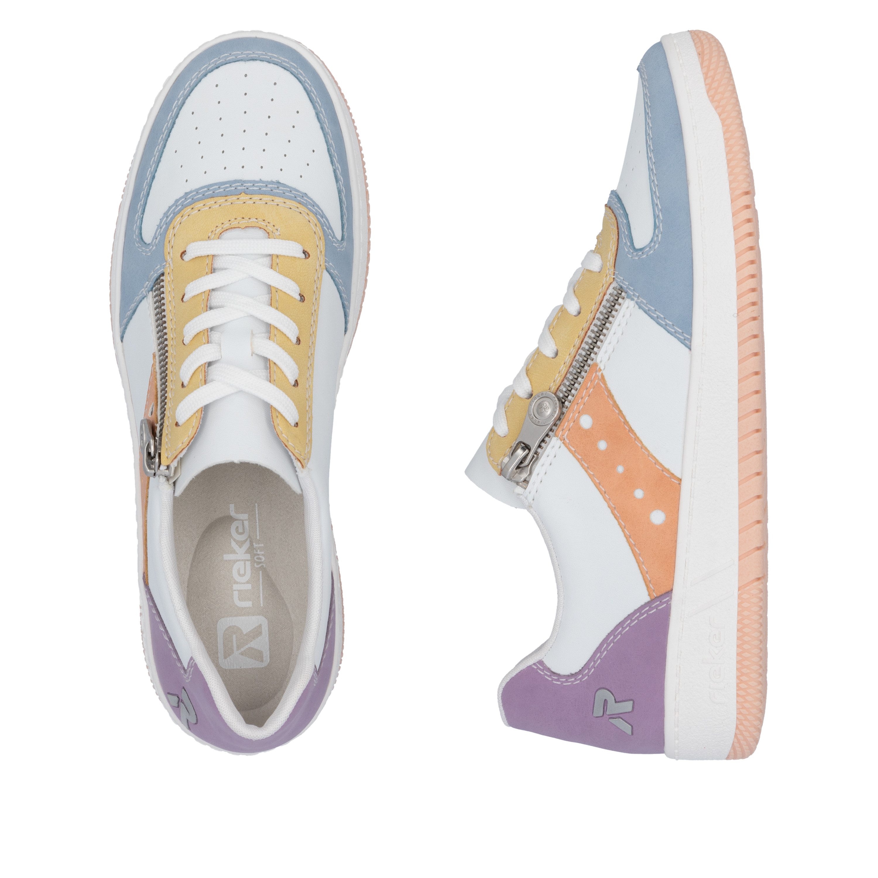 RIEKER Sport Sneakers in actuele kleurcombinatie, vrijetijdsschoen, lage schoen, veterschoen