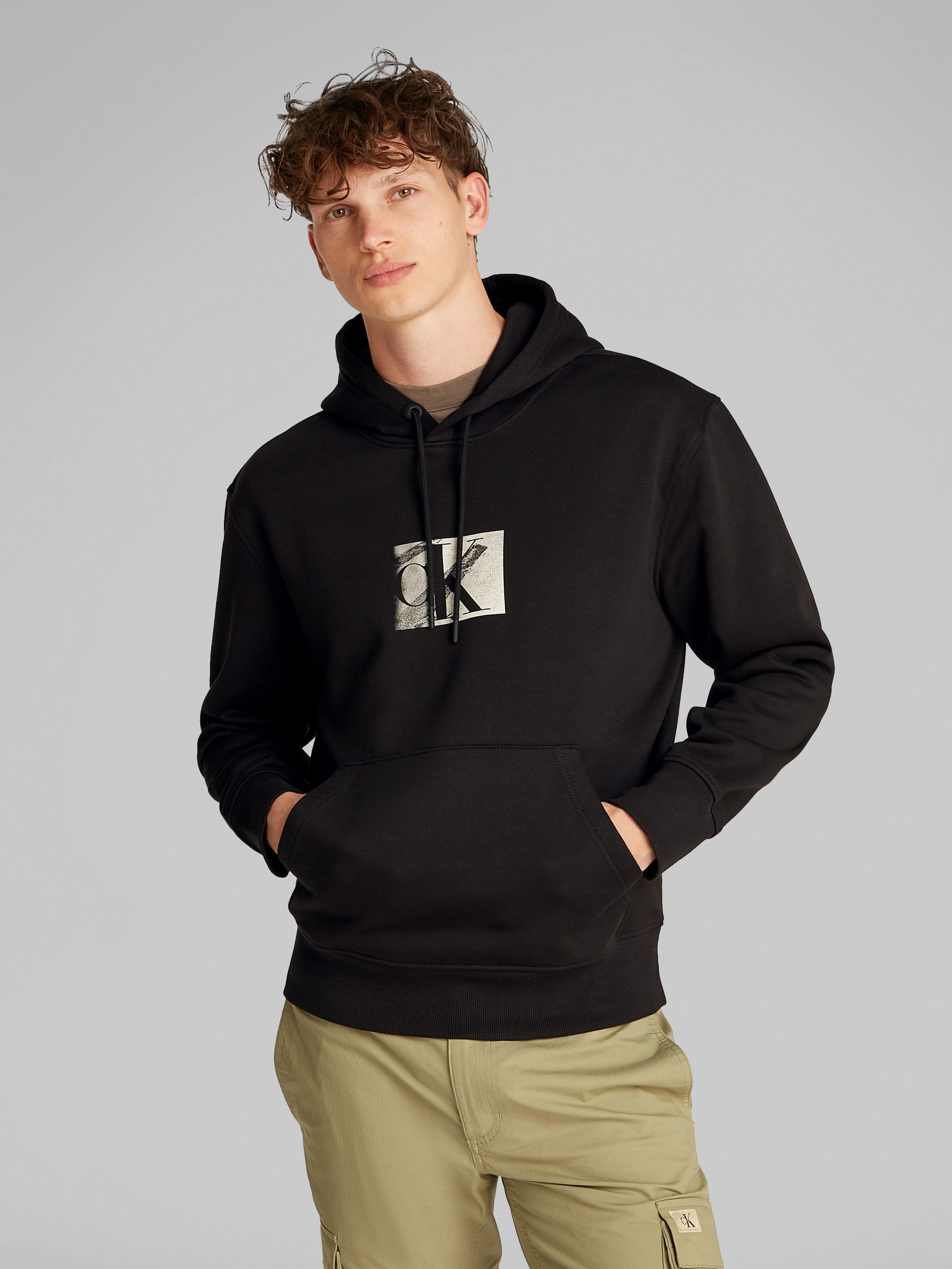 Calvin Klein Hoodie SMALL CK BOX HOODIE Kangoeroezak, logoprint